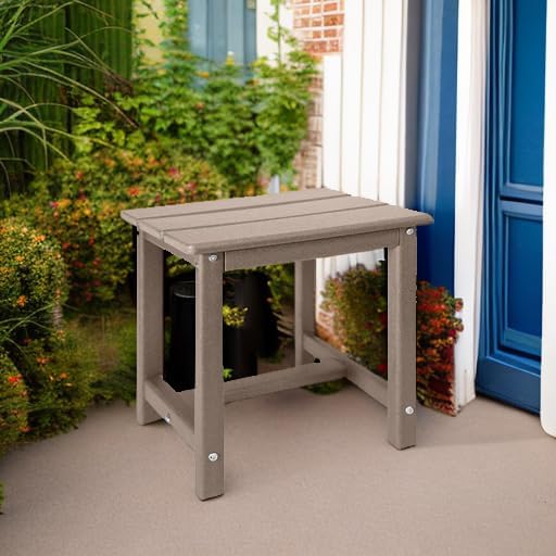Adirondack Square Side Table,one-Tier Outdoor end Table, Patio Side Table for Pool,Porch,Backyard,Relaxing Companion (Teak)