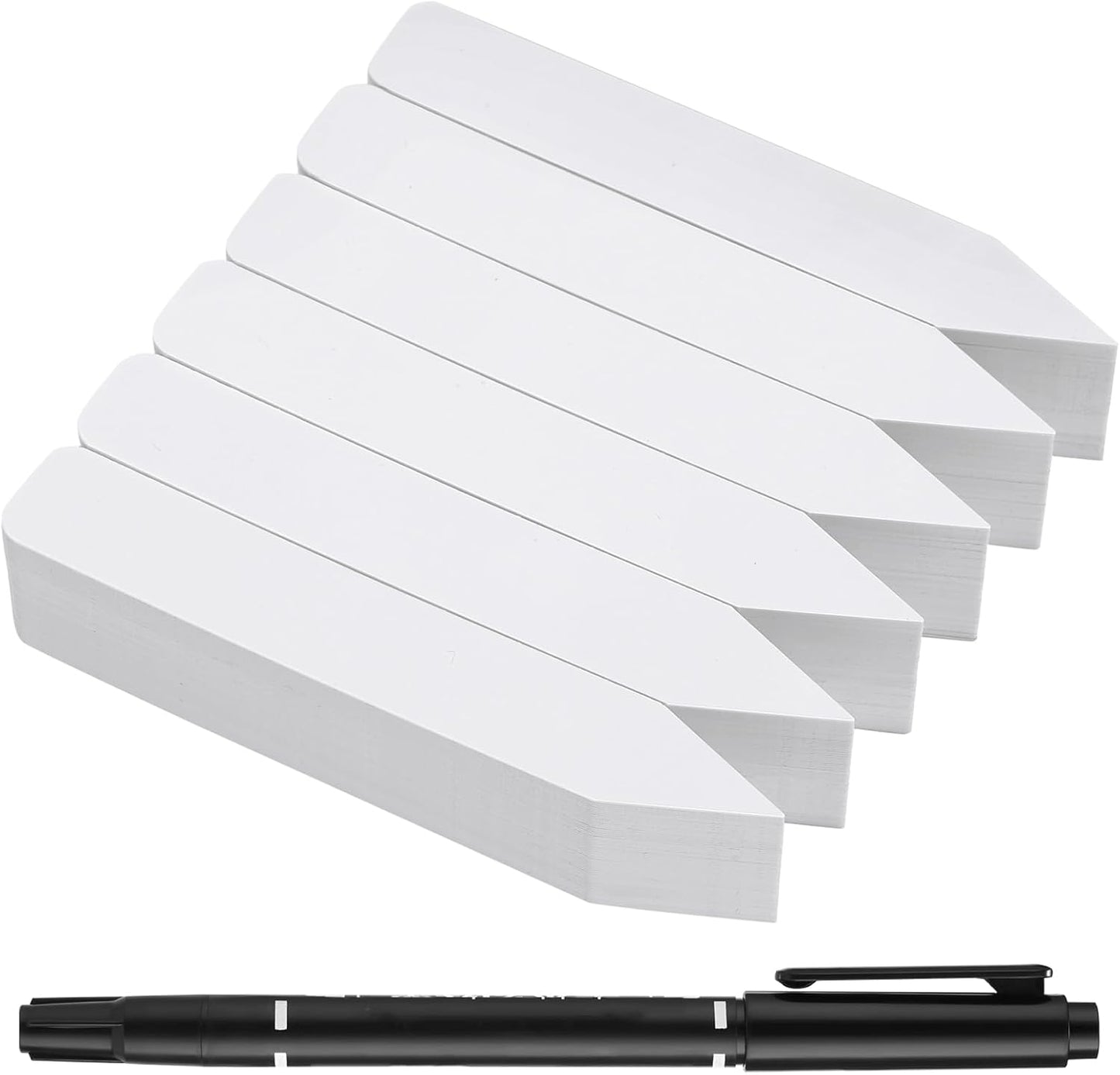 300 Pcs Plant Labels, 4 Inch Plastic Potted Plant Name Tags, Seedlings Seed Label Markers Nursery Plant Stake Tag with Bonus Marking Pen for Outdoor Indoor Garden Patio Flower Vegetable, White