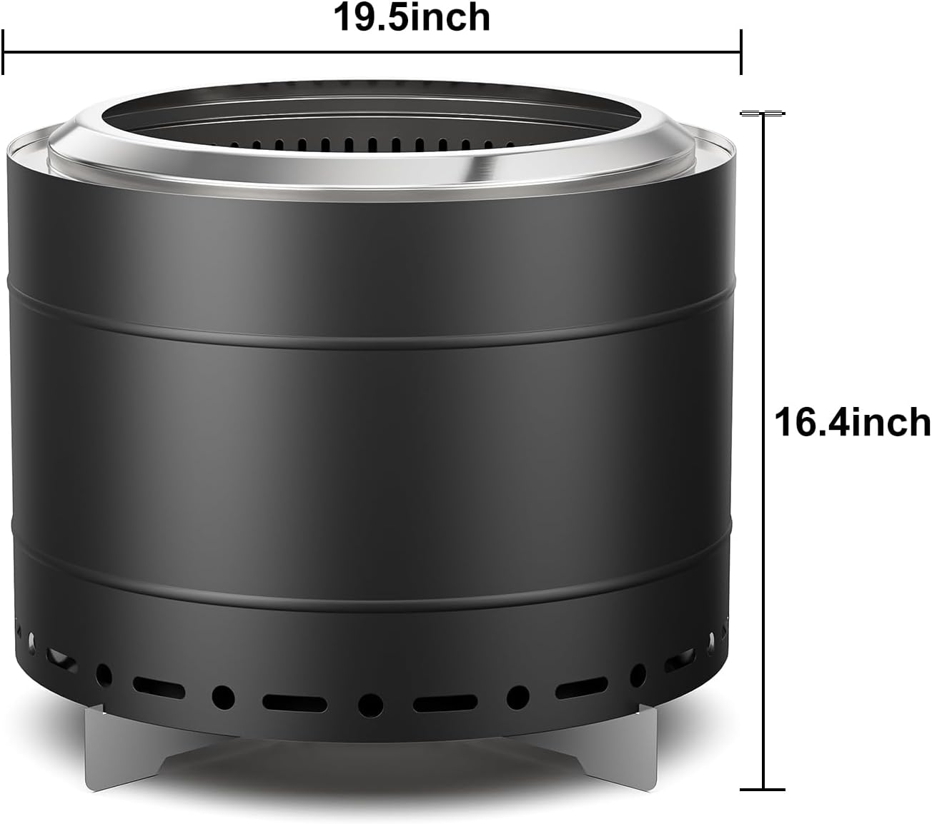 19.5 inch Smokeless Fire Pit with Carry Bag, Stainless Steel Outdoor Smokeless Firepit, Wood Burning Fire Pits for Camping, Bonfire,Low Smoke Firepit for Outside(Black)