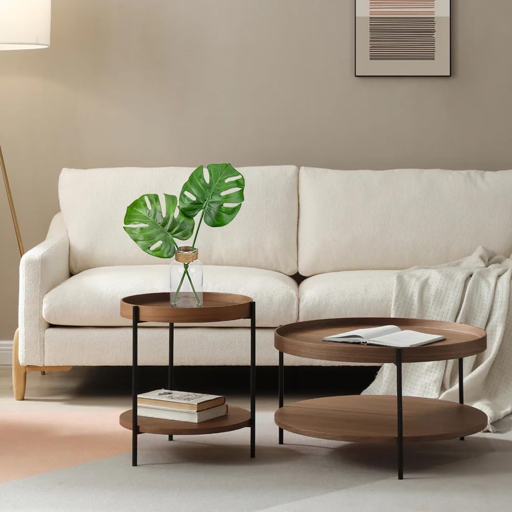 Artificial Plant in Glass Vase with Faux Water, Fake Monstera Plant Real Touch Faux Plants Tropical Leaves Fake Greenery Stems for Home Office Farmhouse Wedding Centerpiece Décor