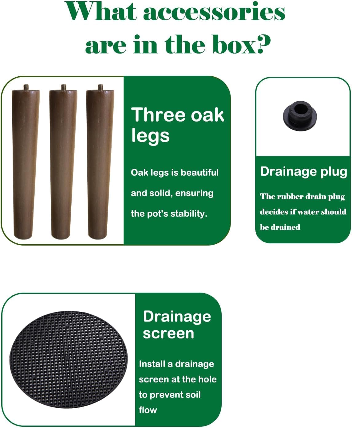 10 Inch Planter Pot with Stand, Planter for Indoor Plants, Modern Large Flower Planter Pot with Drainage Holes for Outdoor,Matte White