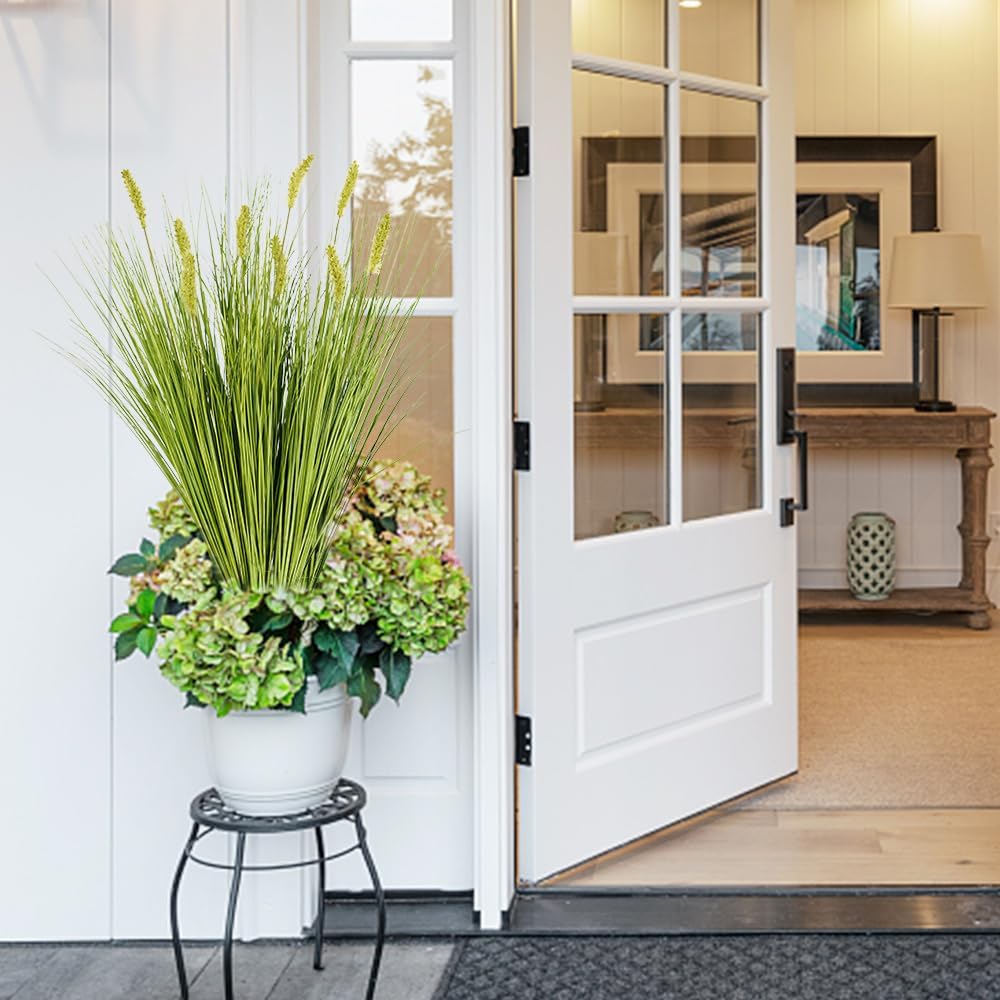 Melorca&Guilla Artificial Plants 6PCS 27“ Fake Tall Onion Grass Faux Plant,Artificial Grass Greenery Shrubs Bushes for Garden Porch Window Box Shop Office Home Décor