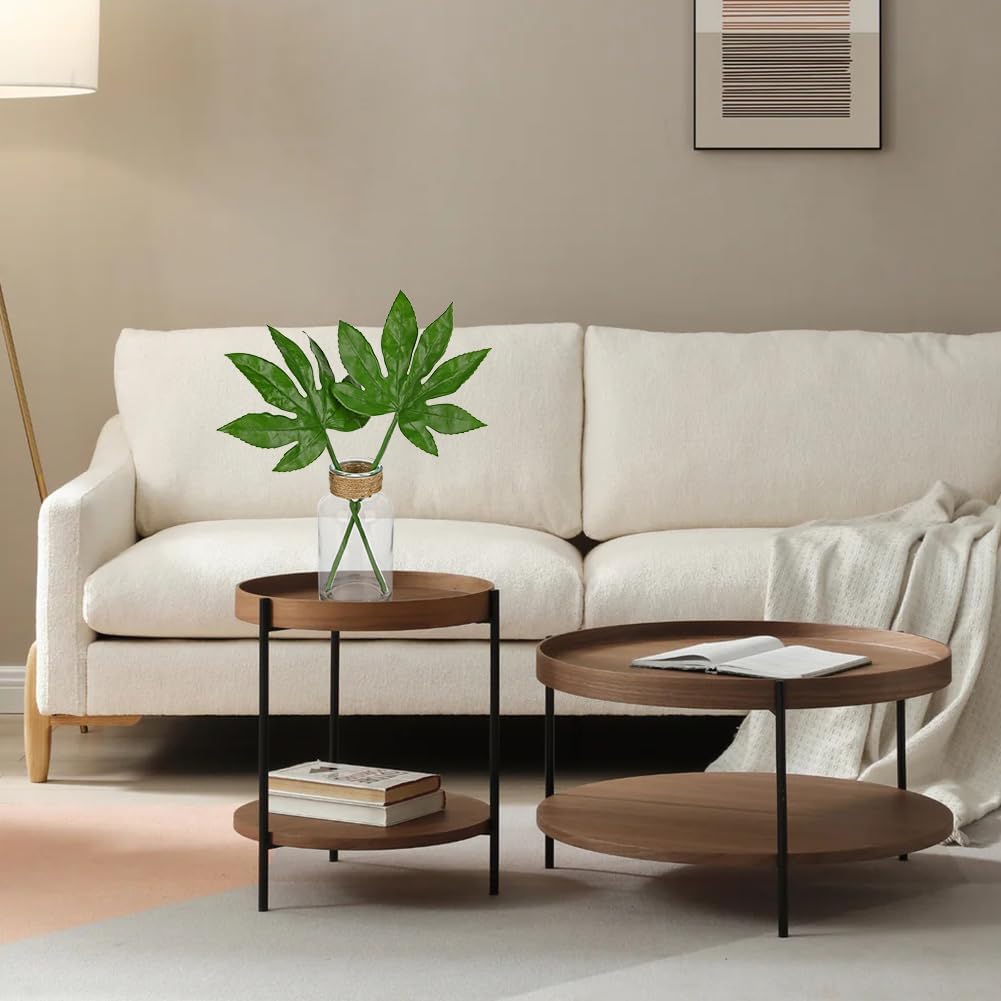 Fake Plants Faux Greenery Stems in Glass Vase with Faux Water, Realistic Silk Faux Plants Artificial Tropical Leaves for Home Bathroom Office Wedding Centerpiece Décor