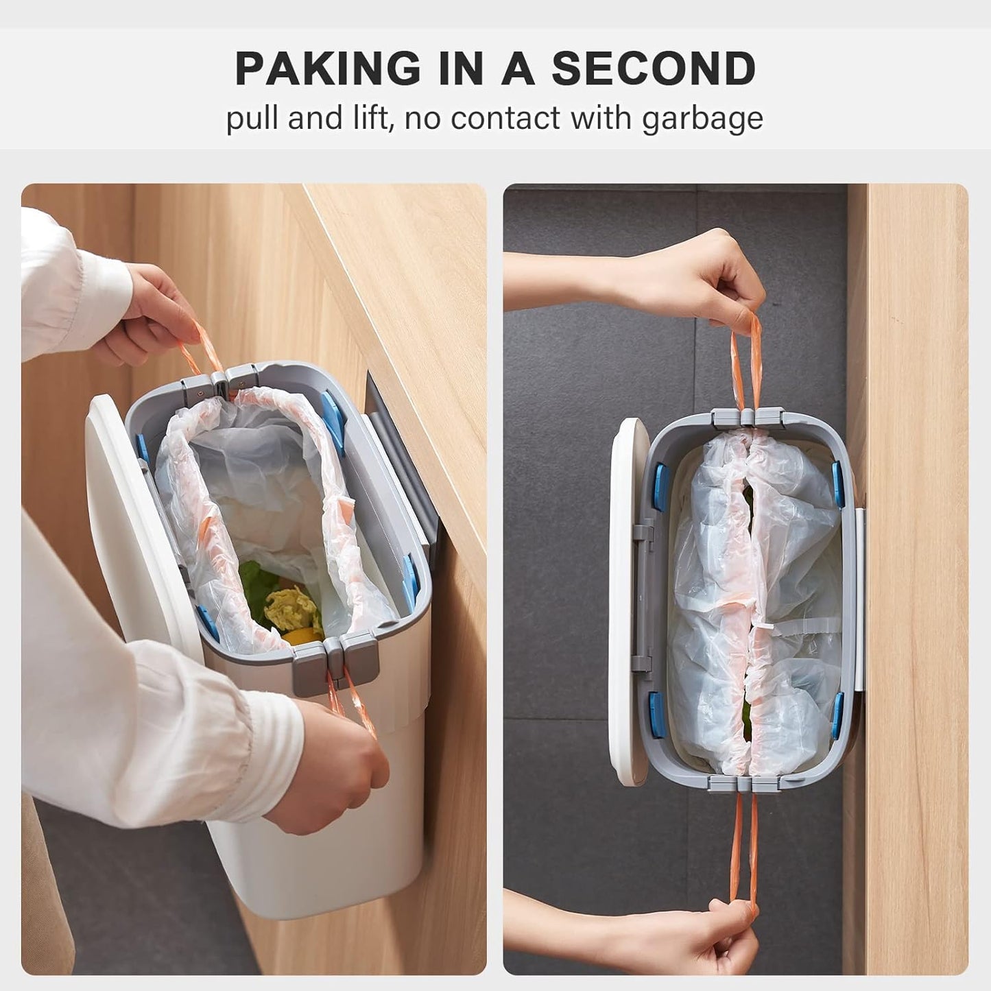 ELPHECO Hanging Trash Can with Lid 2.5 Gallon Kitchen Compost Bin for Under Sink, Plastic Wall-Mounted Garbage Can, Small Kitchen Trash Bin, Small Trash Can with Lid for Cupboard Countertop