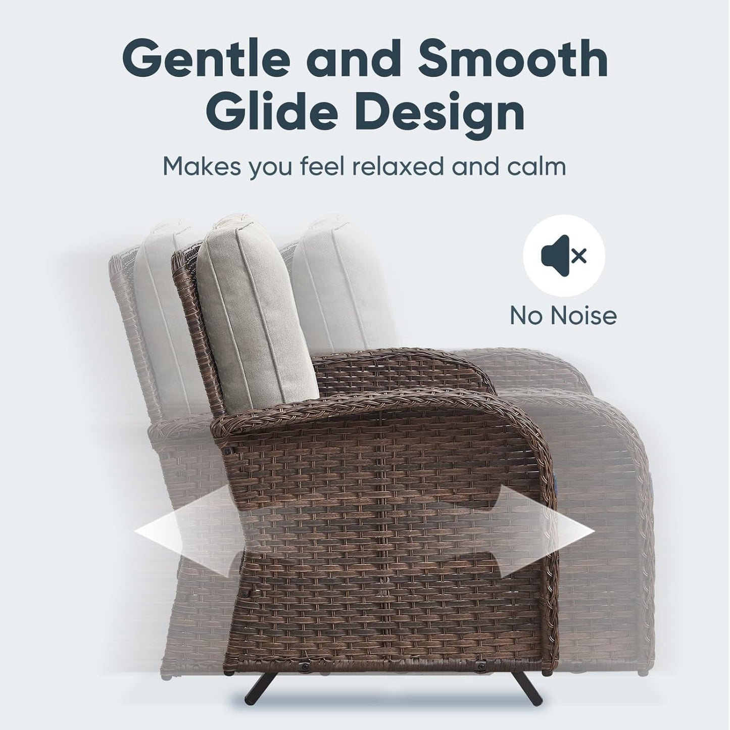 5 Piece Outdoor Patio Furniture Set with Deep Seating Swivel Rocker Chairs Loveseat and Rattan Coffee Table Outdoor Conversation Sets for Deck Backyard Poolside, Beige