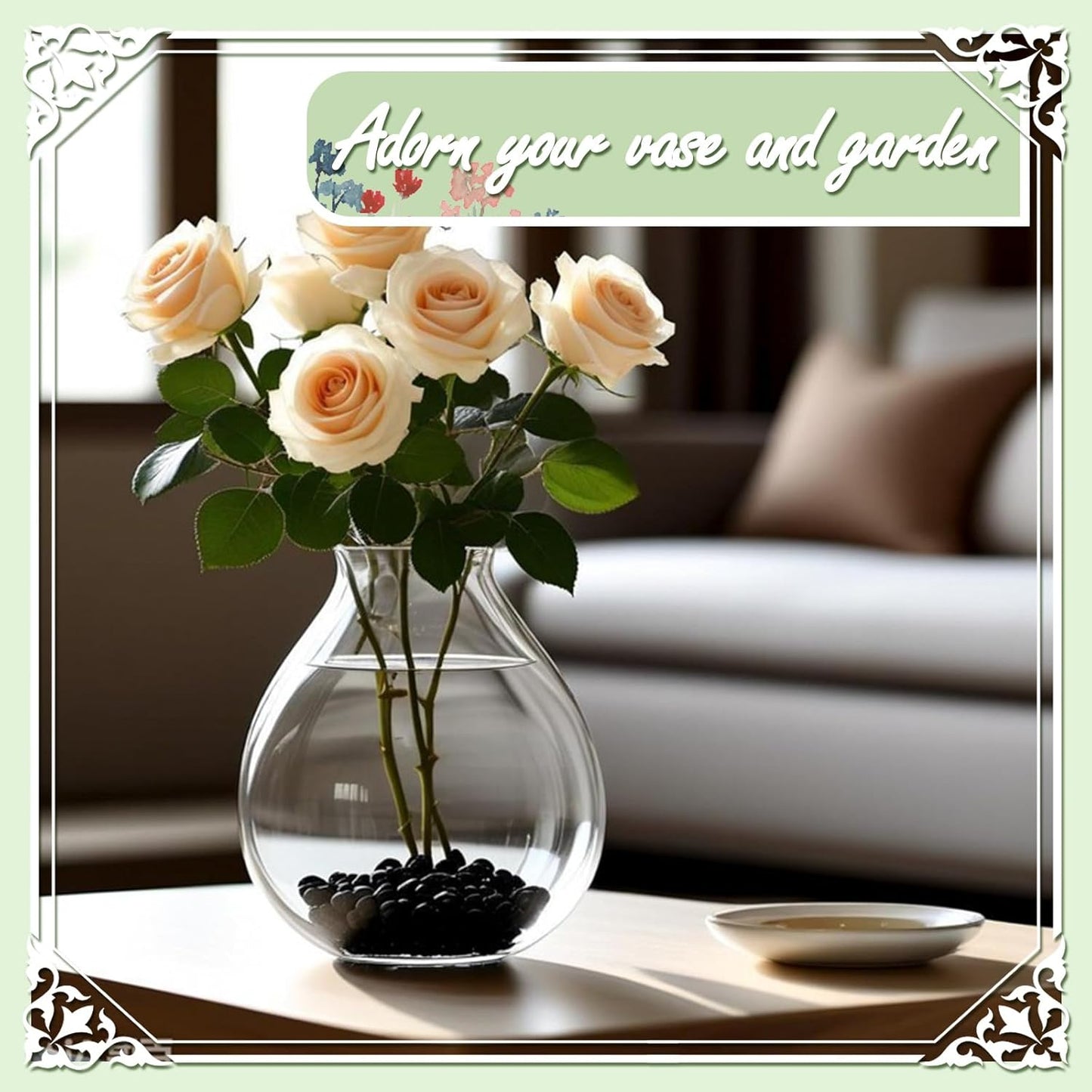 11lbs Black Natural River Rocks, High-Polished Pebbles for Plants Garden, 0.3-0.8 inch Decorative Stones, Ideal for Fish Tank, Vases, Home Decor and Garden Landscaping,Black