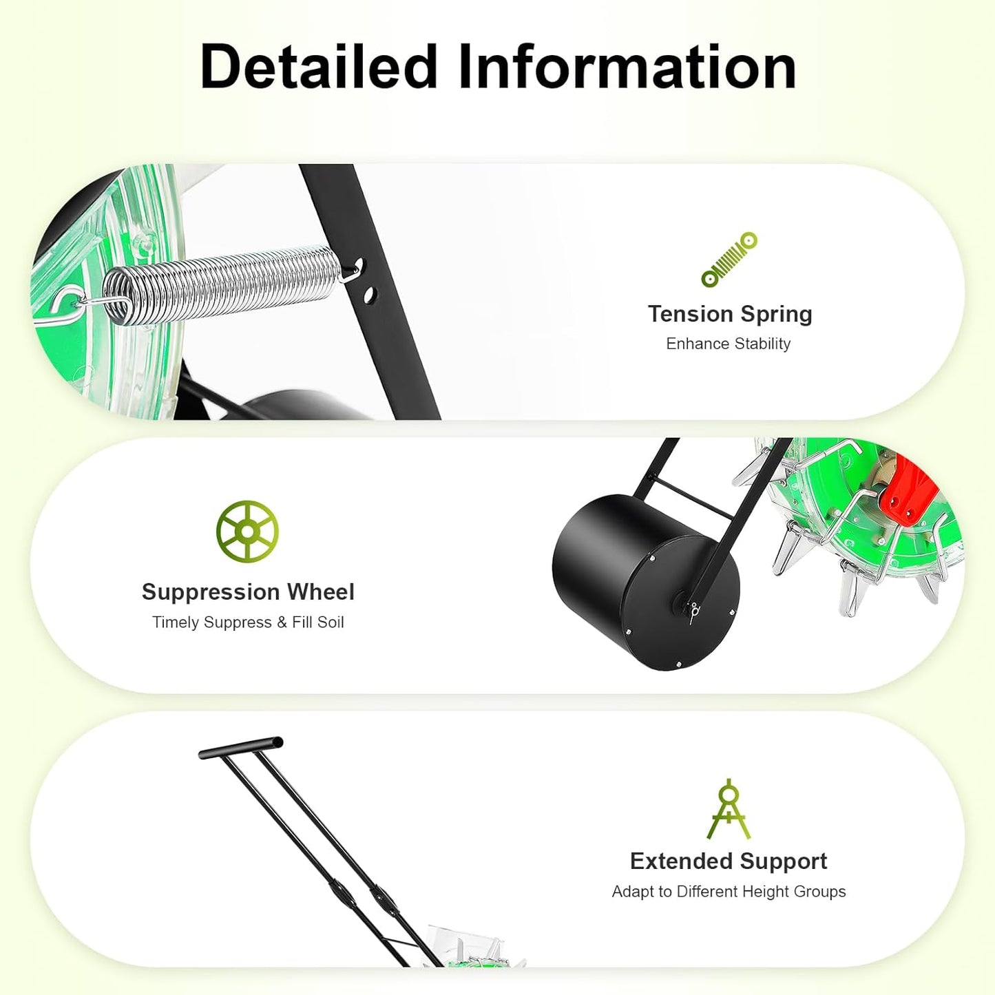 Manual Seeder,Garden Hand-Push Seeding Machine Walk-Behind Row Crop Planter Roller Seeding Hand Push Seeder for Soy Peanut Corn Cotton Soybean (12 Nozzles)