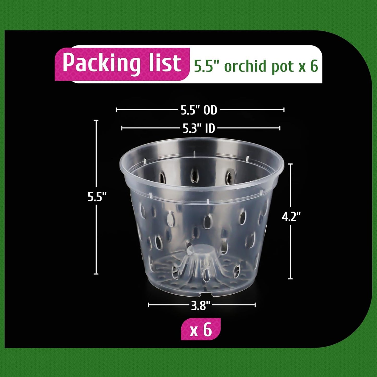 REMIAWY Orchid Pot, 6 Pack Orchid Pots with Holes, 5.5 Inch Clear Plastic Flower Planters for Repotting Indoor Outdoor, Breathable Slotted Nursery Planter