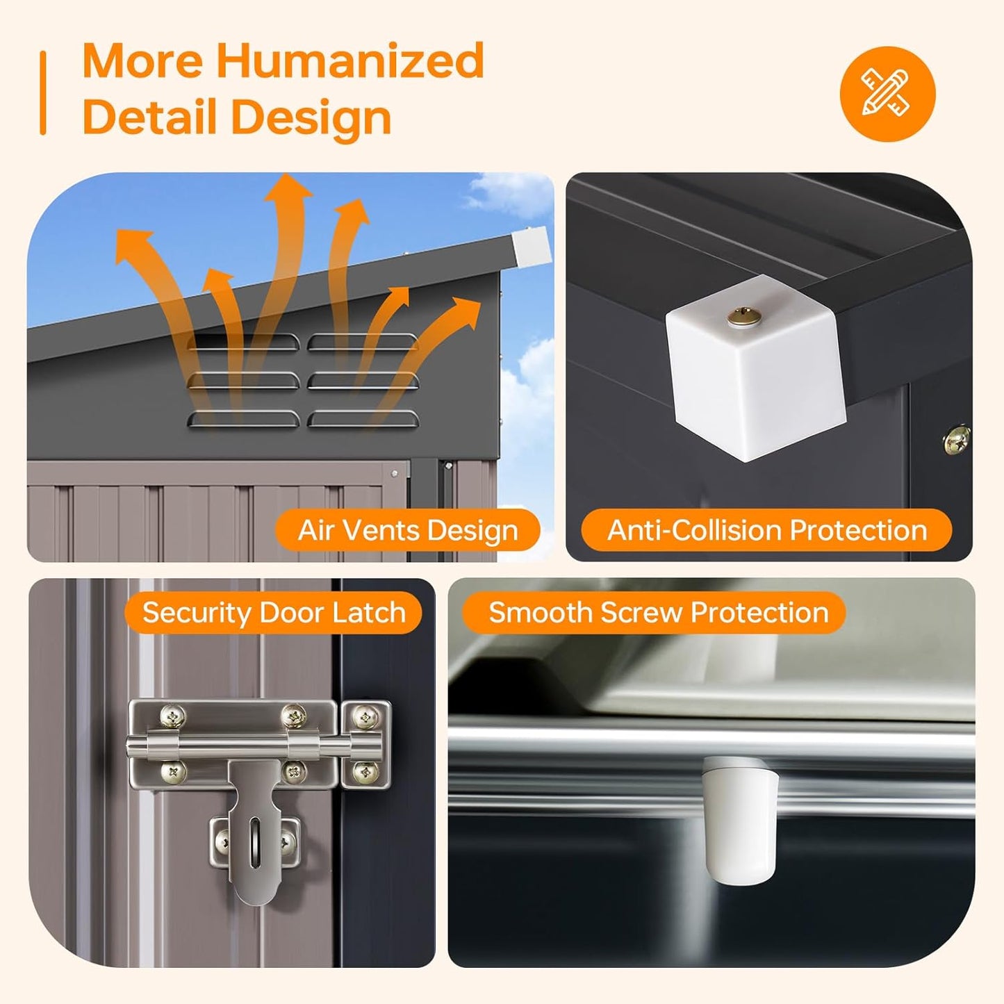 6x4 FT Lean to Shed, Outdoor Metal Storage Shed, Utility Steel Tool Shed with Lockable Door for Bike, Garden, Backyard, Patio, Lawn