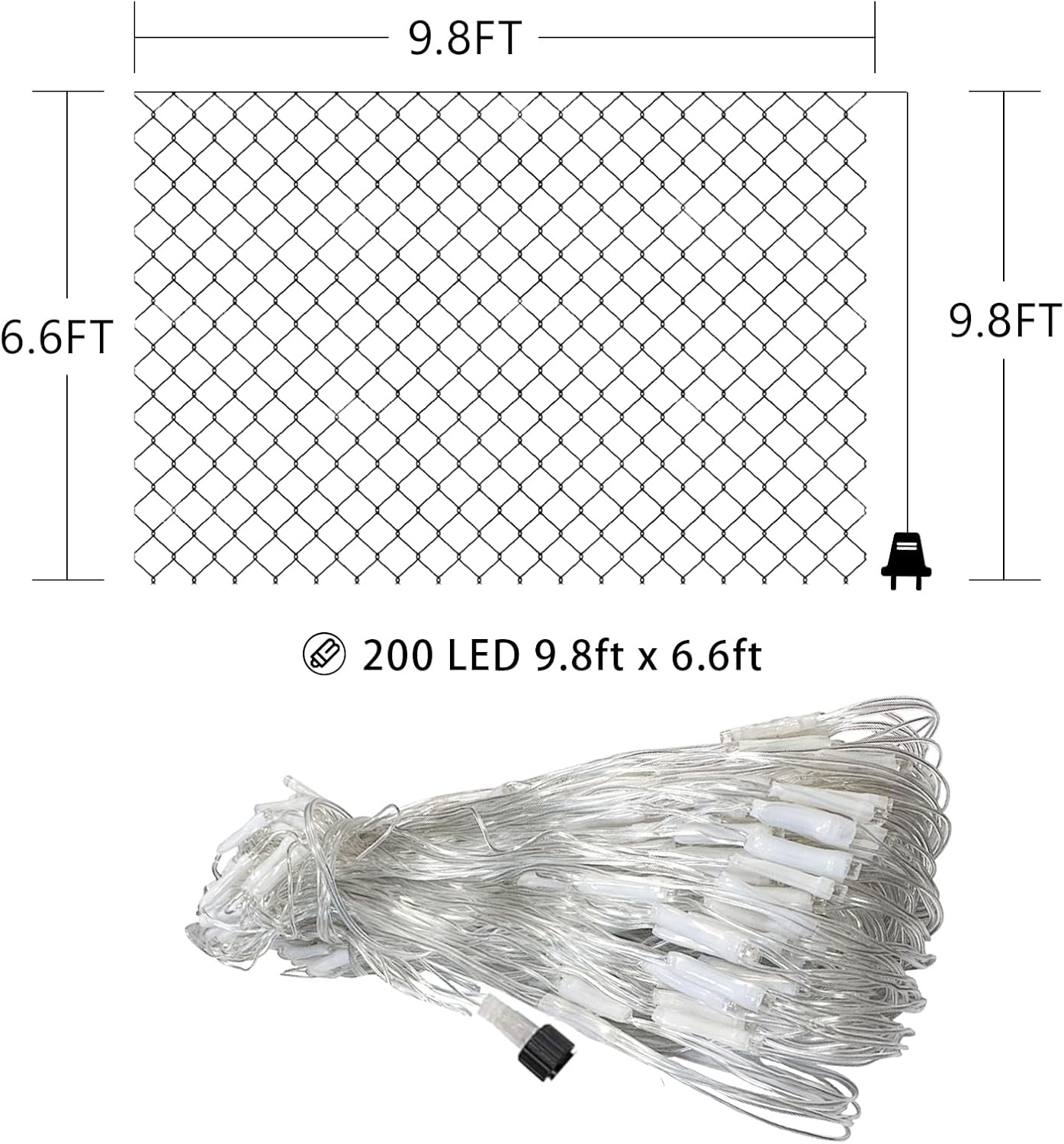 Net Mesh String Lights Waterproof, 200 Light Bubbles, 8 Lighting Modes, for Indoor Outdoor, Curtain, Christmas Tree, Bush, Party, Wedding, Fairy, Wall Decoration (9.8 ft x 6.6 ft, Blue)