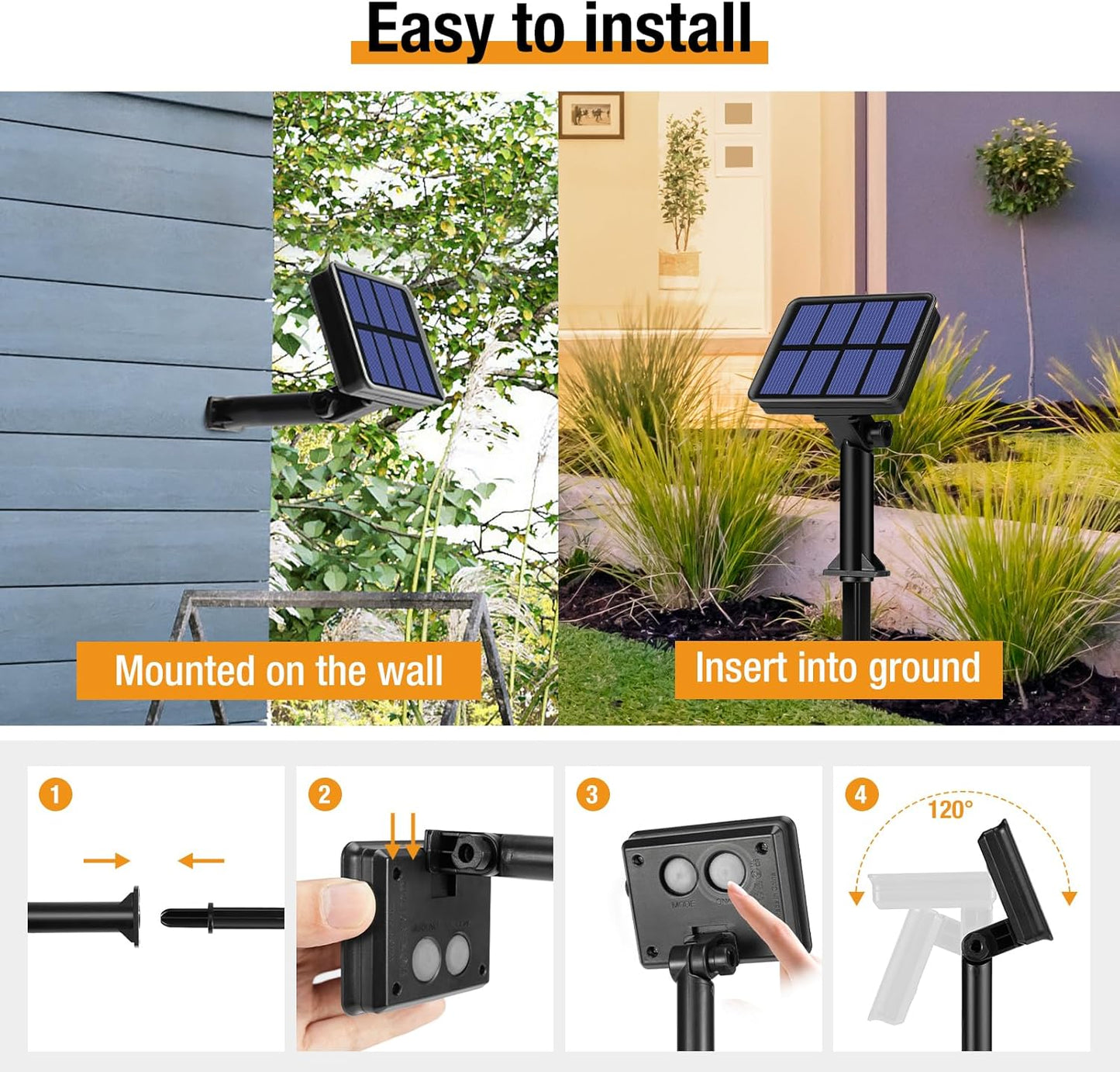 btfarm Solar String Lights for Outside - 80LED 33FT Solar Fairy Lights Outdoor Waterproof 8 Modes, Copper Wire Solar Powered Twinkle Lights for Tree Garden Christmas Wedding Party Decor, Cool White