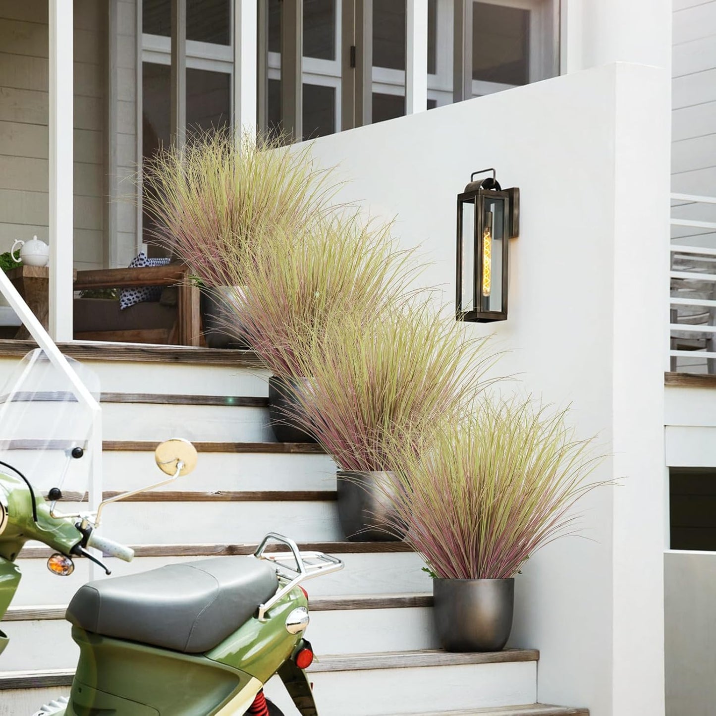 24Pcs Artificial Grass Plants, Faux Shrubs Wheat Grass, Artificial Tall Grass Fake Plants for Outdoor Decor,Artificial Greenery Stems Weed for Room Indoor Home Decor(Light Purple)