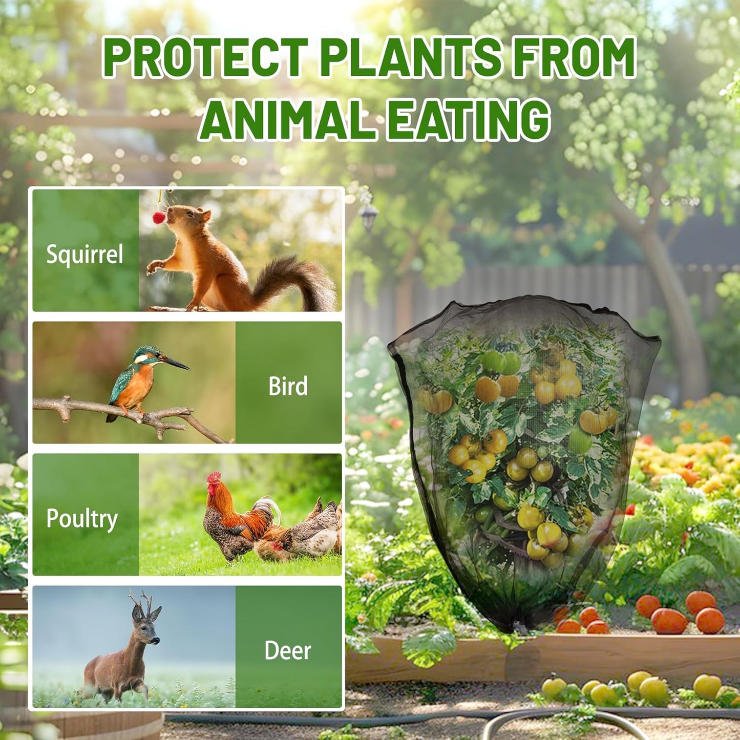 2 Pack Fruit Tree Netting Bags with Zipper and Drawstring, Ultra Fine Mesh Garden Netting Plant Cover, Bird Netting for Blueberry Bushes, Fruit Vegetable Trees, Flowers (Black, 10 x 10 ft)