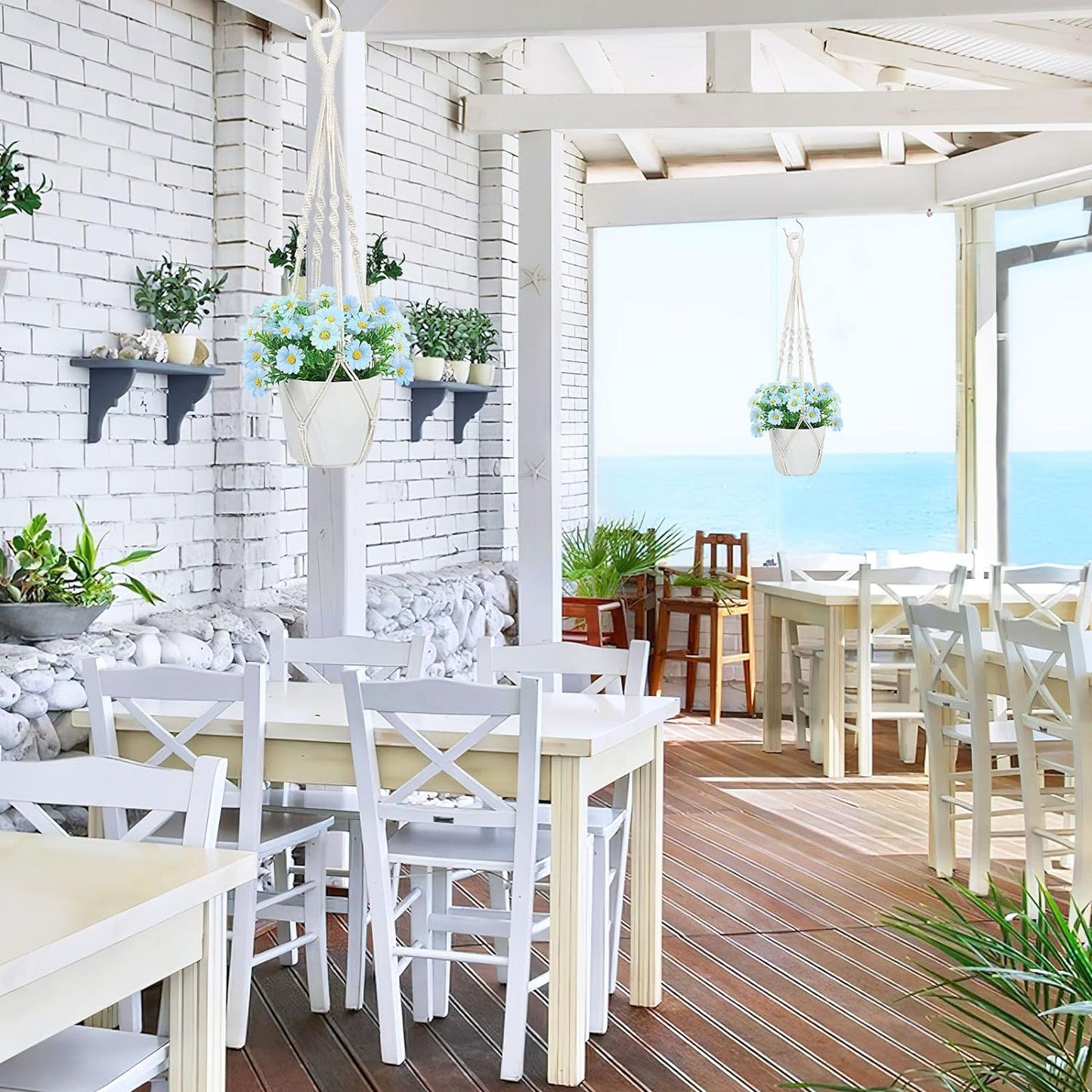 Augshy 27inch Macrame Plant Hanger, 2 Packs Plant Hangers with Hooks, Hanging Planter for Indoor Plants Decorative Macrame Pot Hanger for Home Decor