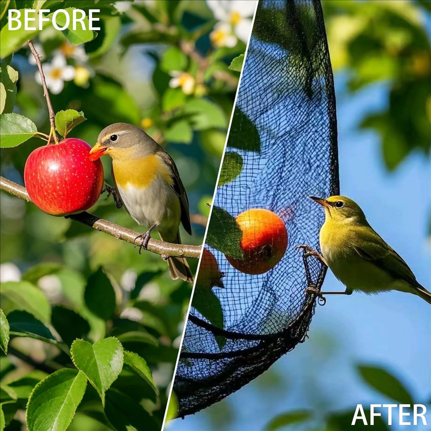 9 x 50 FT Bird Netting for Garden, 1" Square Mesh Size Heavy Duty Nylon Chicken Coop Netting for Blueberry Bushes, Fruit Trees and Vegetable Against Birds, Deer, Squirrels (9X50FT)