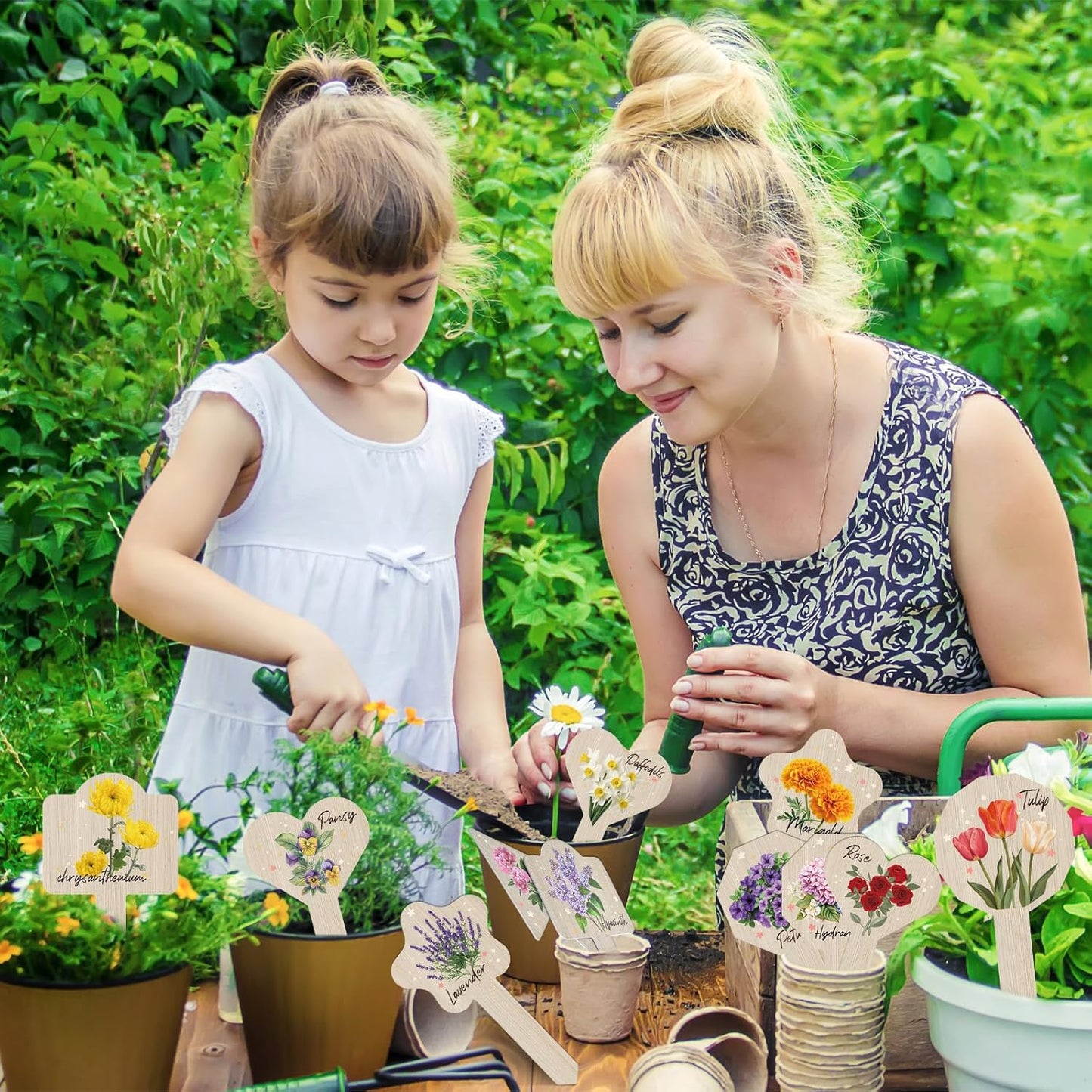 Plant Label Signs- 15PACK Flower Plant Markers, Herb Plant Tags for Outdoor Garden Waterproof, Gardening Supplies with Names, Indoor Patio Tags for Greenhouse Flowers Greenery Seedling
