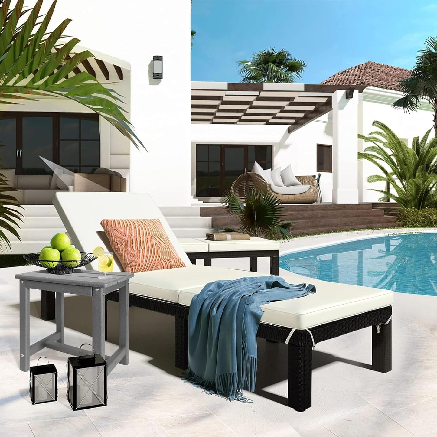 Adirondack Square Side Table,one-Tier Outdoor end Table, Patio Side Table for Pool,Porch,Backyard,Relaxing Companion (Grey)