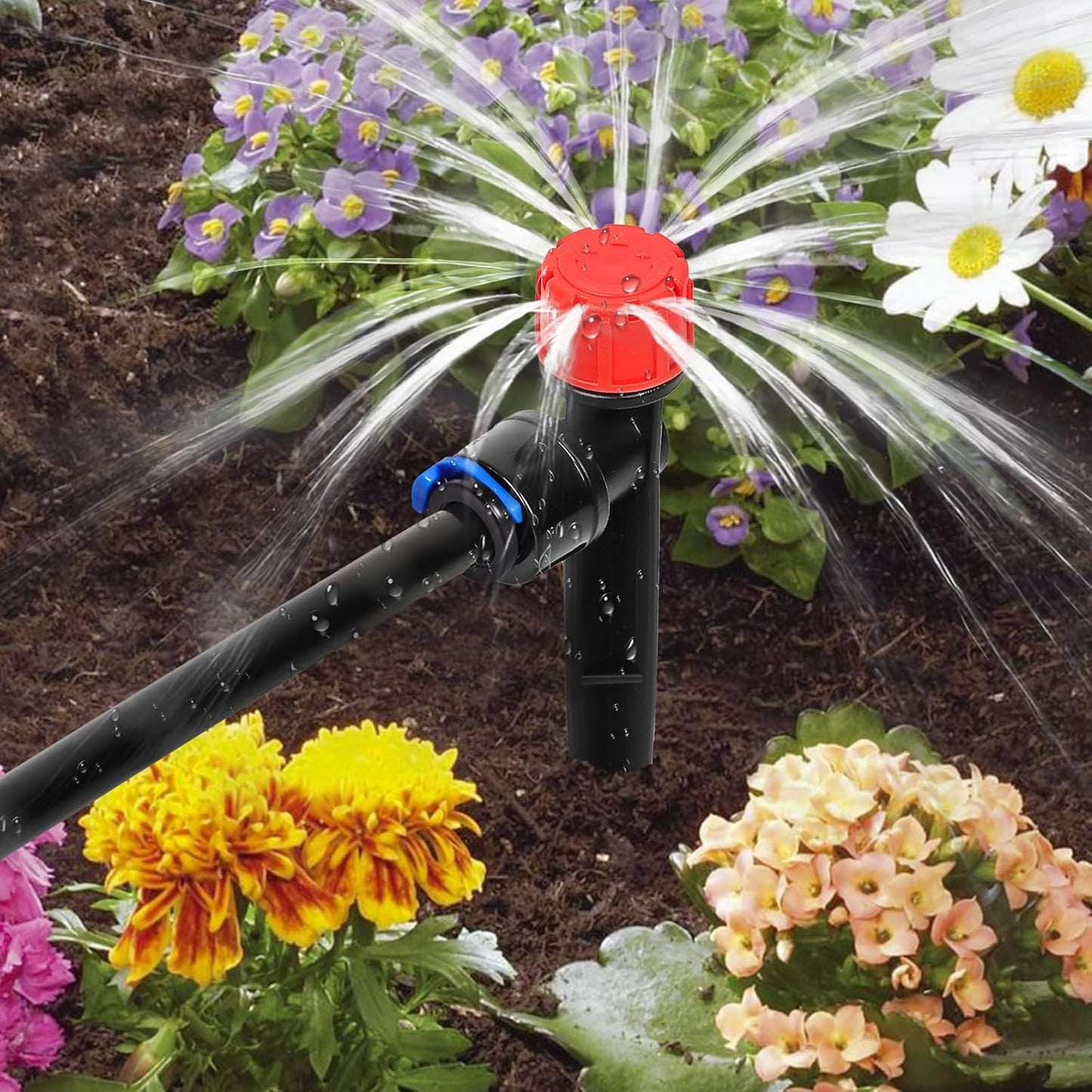 10PCS 1/4 inch Tubing Drip Irrigation Vortex Emitters,360 Degree Drip Emitter Sprayer with Stake, Irrigation Dripper Sprinklers for Drip Irrigation System.