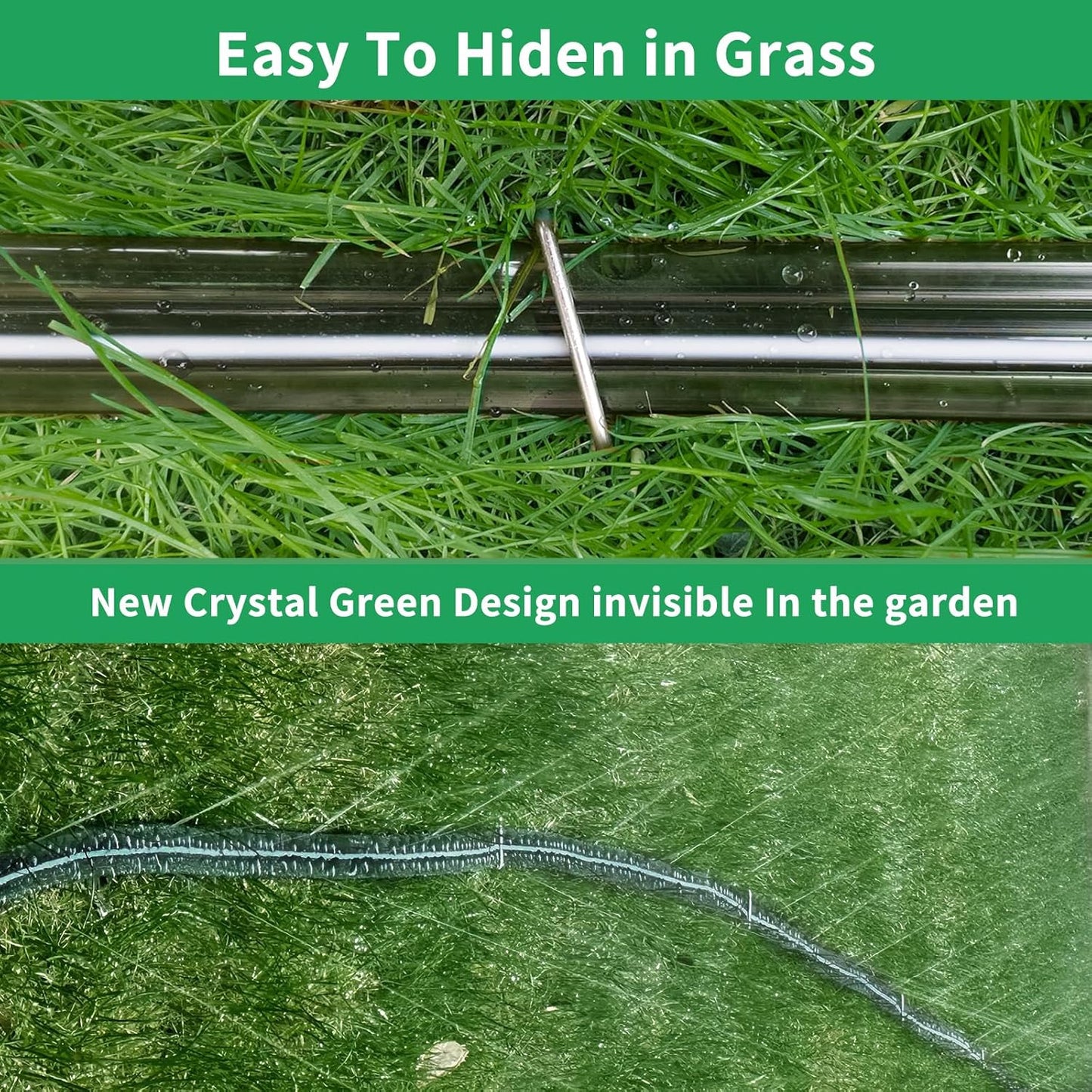 75 FT Flat Sprinkler Hose for Lawn Watering Garden Soaker Hose with Holes, Heavy Duty Lightweight No-Kink Water Hose with Stakes, Irrigation Hose, Great Fun for Kids and Dog