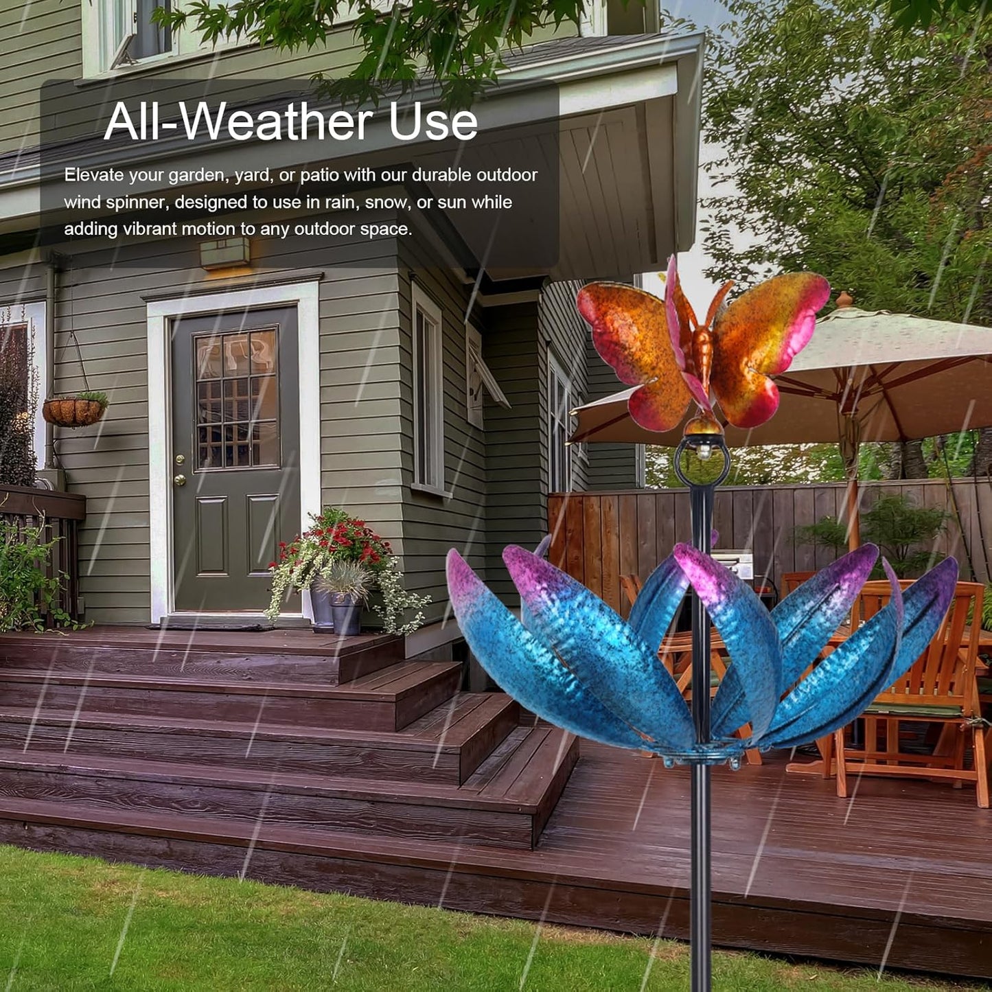 hogardeck Large Wind Spinners Outdoor, 77.6" Metal Butterfly Tulip Wind Spinner with Heavy-Duty Stakes, Multi-Color 360° Rotating Wind Sculptures Kinetic Yard Art for Home Garden Lawn Patio Decor