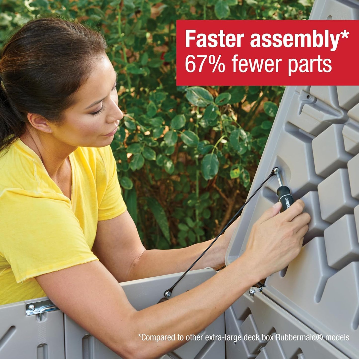 Rubbermaid Extra Large Resin Outdoor Storage Deck Box (134 Gal), Weather Resistant, Gray, Deck Organization for Home/Backyard/Pool Chemicals/Toys/Garden Tools/Porch/Patio Cushions