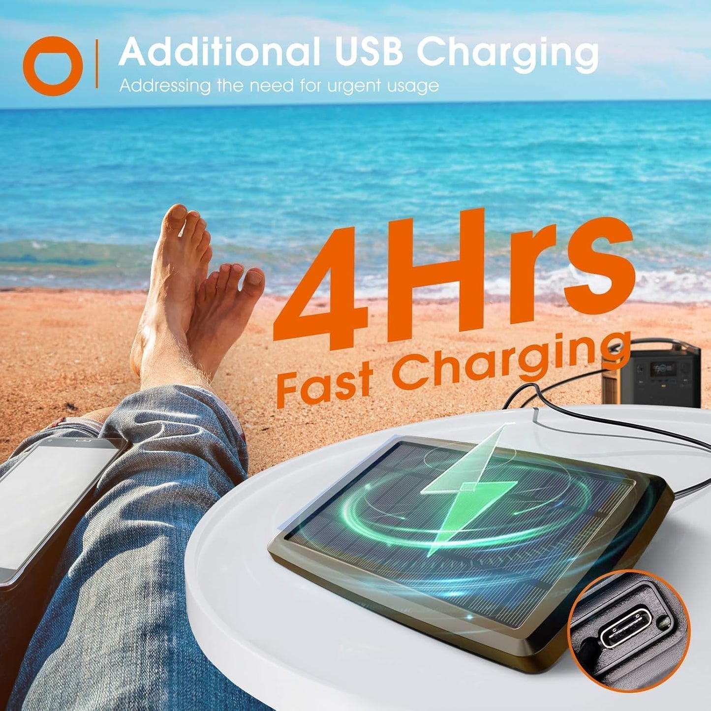 addlon 54FT(48+6) Solar String Lights Outdoor Waterproof with USB Charging & Remote Control - Dimmable Solar Power Patio Lights with LED Bulbs for Porch, Garden, Yard, Market, Bistro - Last for 20+Hrs