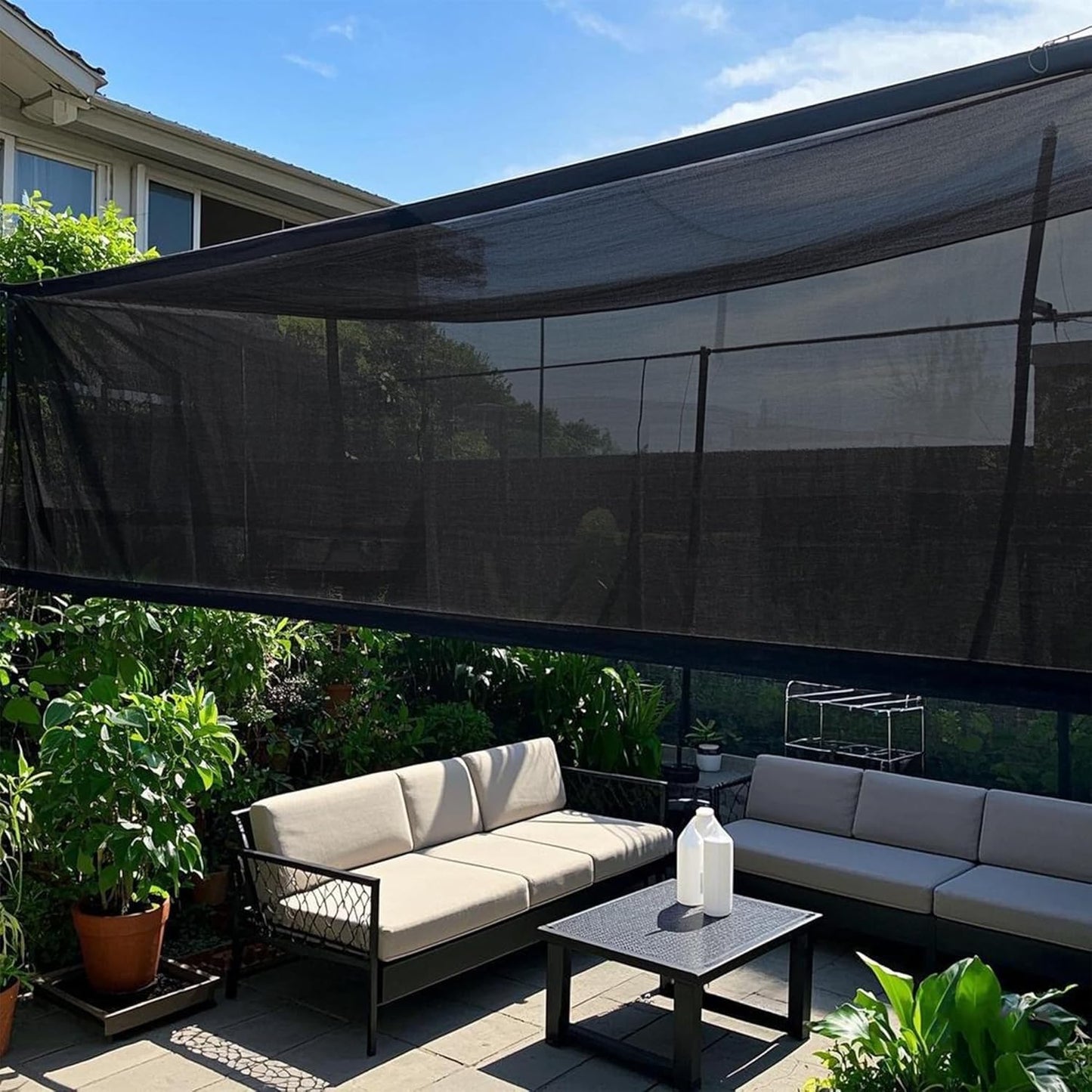 winemana Black Shade Cloth 90%, 5x20 FT Mesh Tarp - Garden Shade for Greenhouse, Patio, Vegetables, Plants Cover and Chicken Coops, Sun Shade Net for Outdoor Protection with Reinforced Grommets