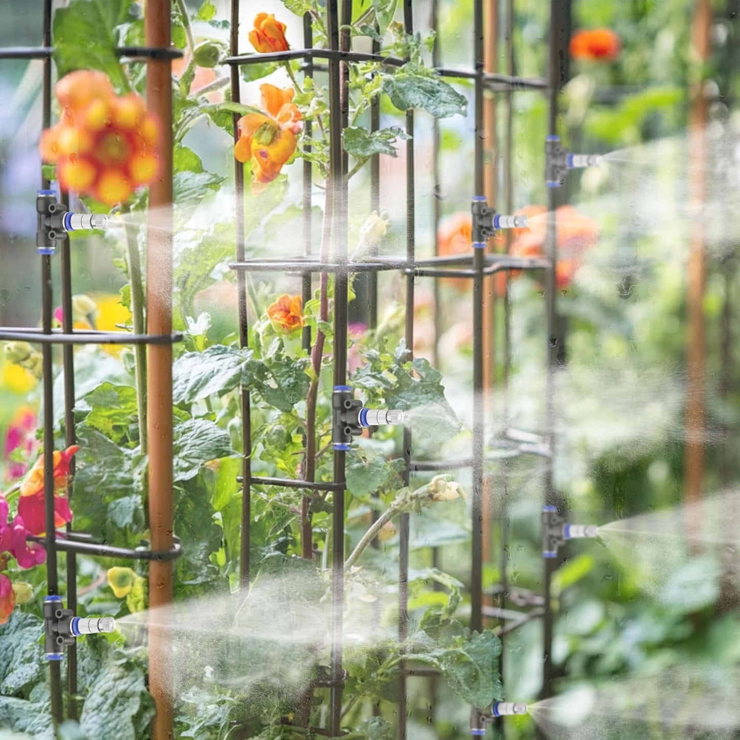 Mornajina 20 Pcs Brass Misting Nozzles Mister Replacement Nozzles with Filter Mesh Fit 1/4" Water Misting Nozzle Tees, 0.012"/0.3mm Orifice Misting System Heads Sprayer for Outdoor Cooling System