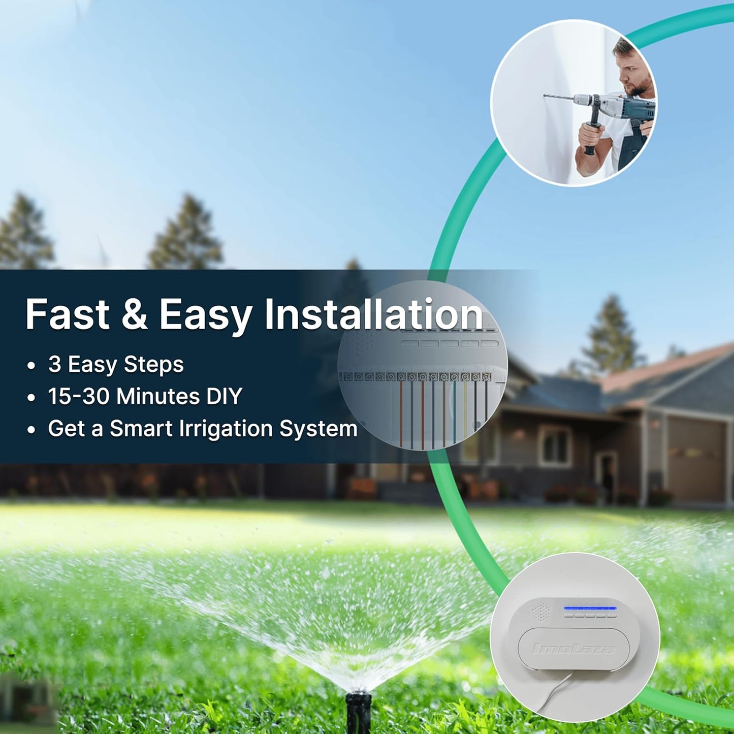 ImoLaza 4-Zone Indoor Smart WiFi Sprinkler System Controller, Easy Install Irrigation Timer for Lawn & Garden, Water-Saving Automatic Sprinkler Timer/Controller with Mobile App, Compatible with Alexa