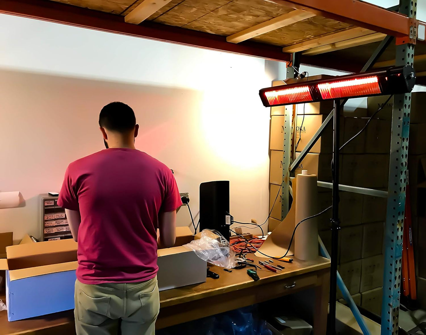 Commercial SunWave 3000 Watt Infrared Patio Heater Tungsten Ultra Quartz Low Glare with Remote control and 3 power levels, 11,028 BTU Max output By Muskoka Lifestyle Products USA Black