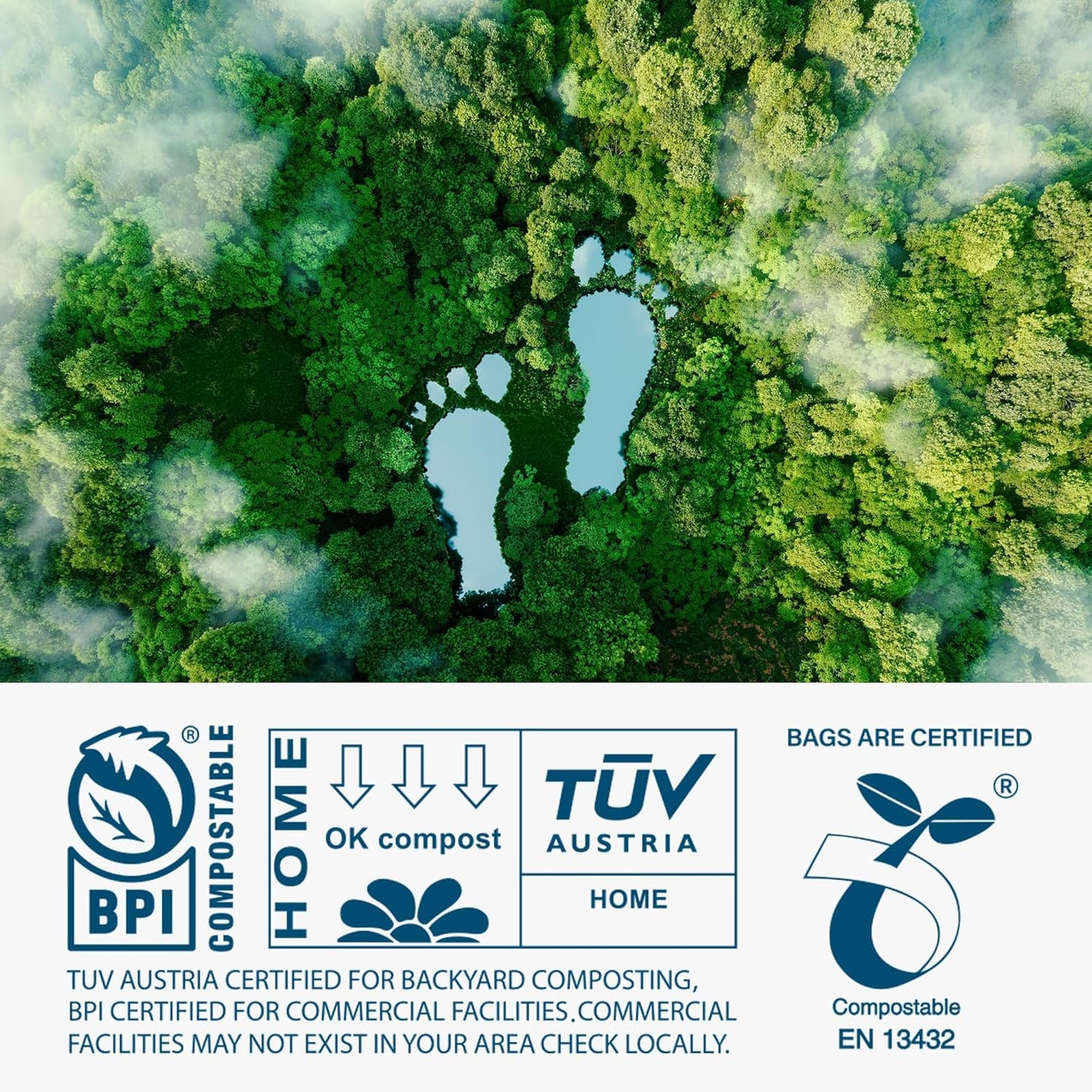 1.6 Gallon Compostable Handle Tie Garbage Bags, Small Trash Bags for Countertop Bin, Extra Thick 0.63 Mils, Certified US BPI ASTM D6400, 6 Liter, 100 Count