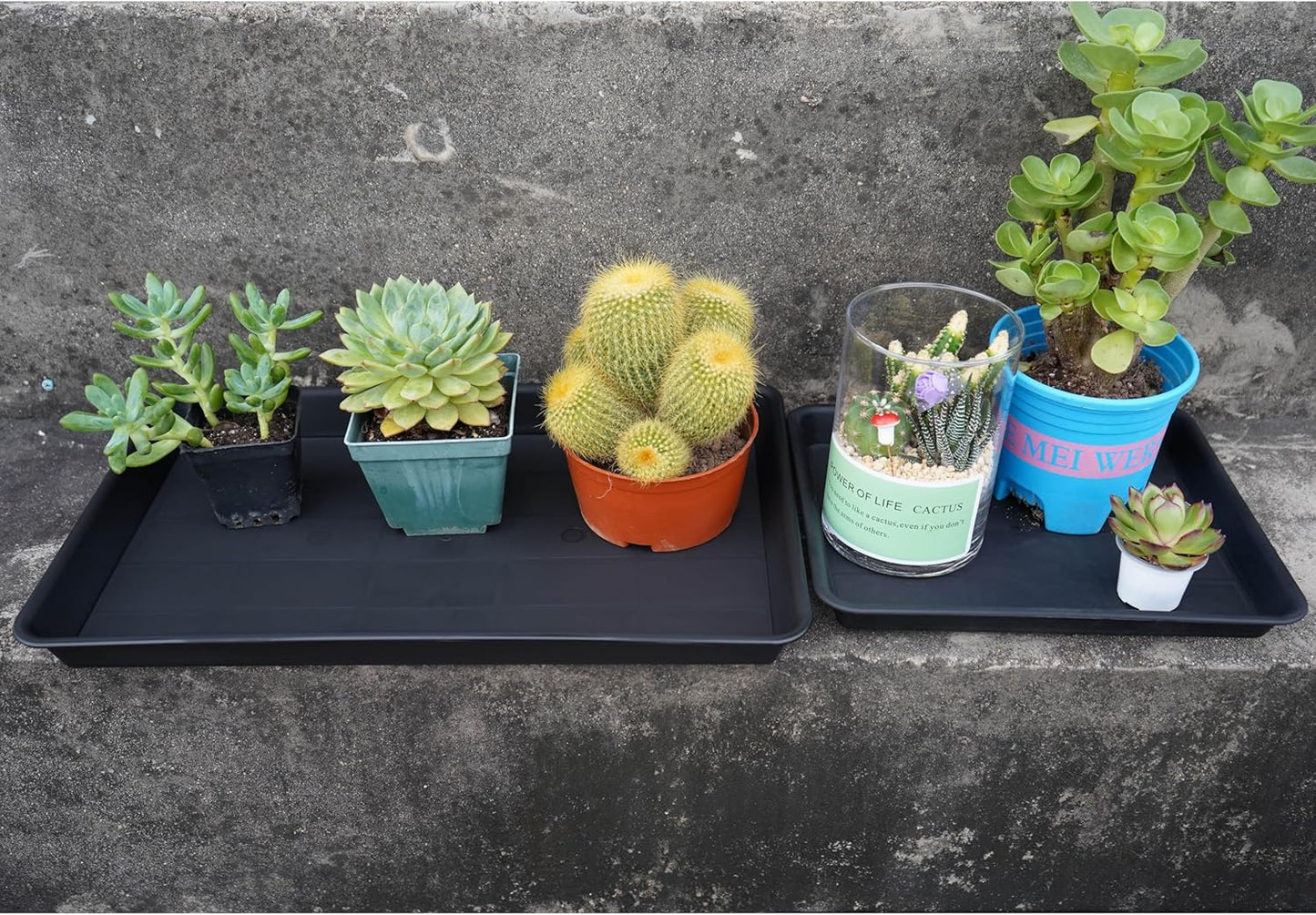 4 Pack Plant Growing Nursery 1020 Trays, Plant Saucer Tray, Heavy Sturdy Seed Starting Trays, Plant Saucer for Indoors No Holes, Seed Starter Growing Tray (22"x11.2", Black)