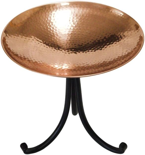 Achla Metal Bird Bath with Tripod Stand, Copper Plated
