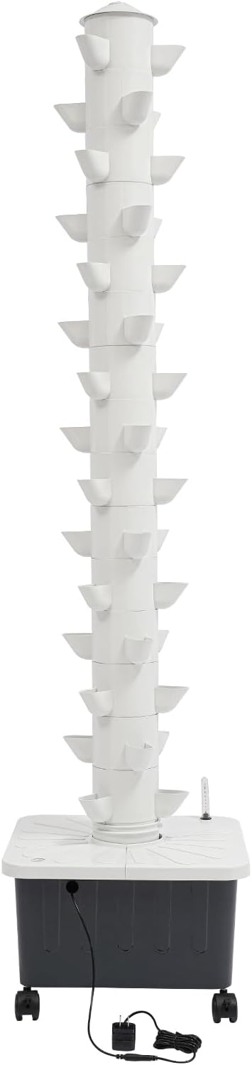 Hydroponic Growing System, 45-Plant Vertical Gardening System, 15-Layer Tower, White Aeroponic Tower for Herbs, Fruits and Vegetable
