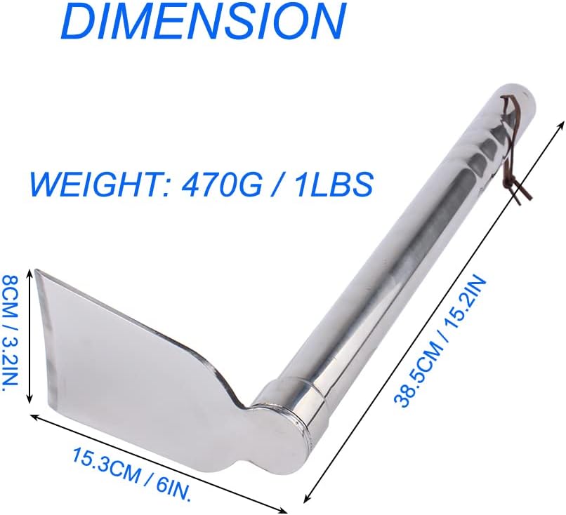 Stainless Steel Garden Hoe 15-inch Length Lightweight Weather Resistant Metal Hand Tool for Weeding Seeding Turning Soil