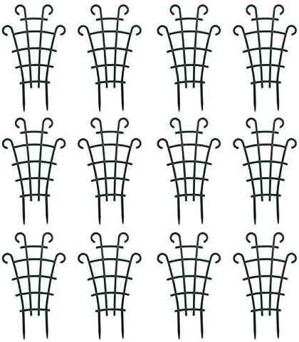 12 Pack Trellis for Potted Plants, Garden Trellis for Climbing Plants Plastic Mini Climbing Plant Trellis Flower Pots Support Stackable Trellis for Climbing Plants Peas, Dark Green