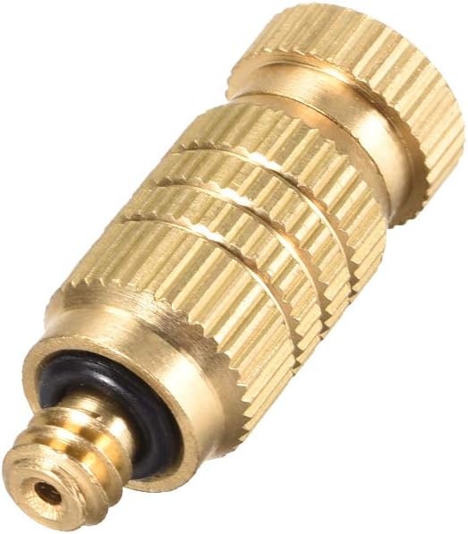 uxcell Brass Misting Nozzle - 3/16-inch Threaded 0.8mm Orifice Dia Fogging Spray Head for Outdoor Cooling System - 5 Pcs Golden