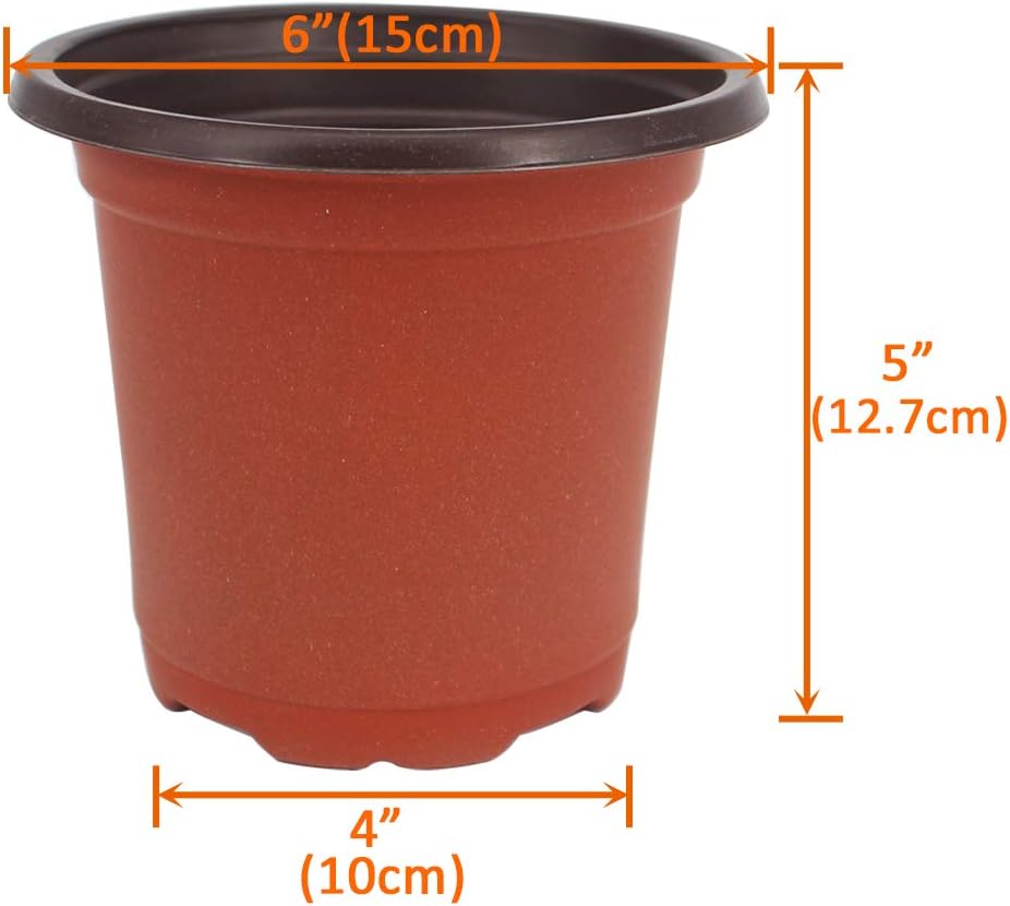 100 Pcs 6" Plastic Seedlings Plants Nursery Pots with 100 Pcs Waterproof Plastic T-Type Plant Tags and 2Pcs/Set Transplanting Digging Mini Tools