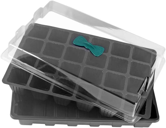 240 Cells -24 Grow Trays with Humidity Dome and Cell Insert - Mini Propagator for Seed Starting and Growing Healthy Plants Durable Reusable and Recyclable 10 Pack