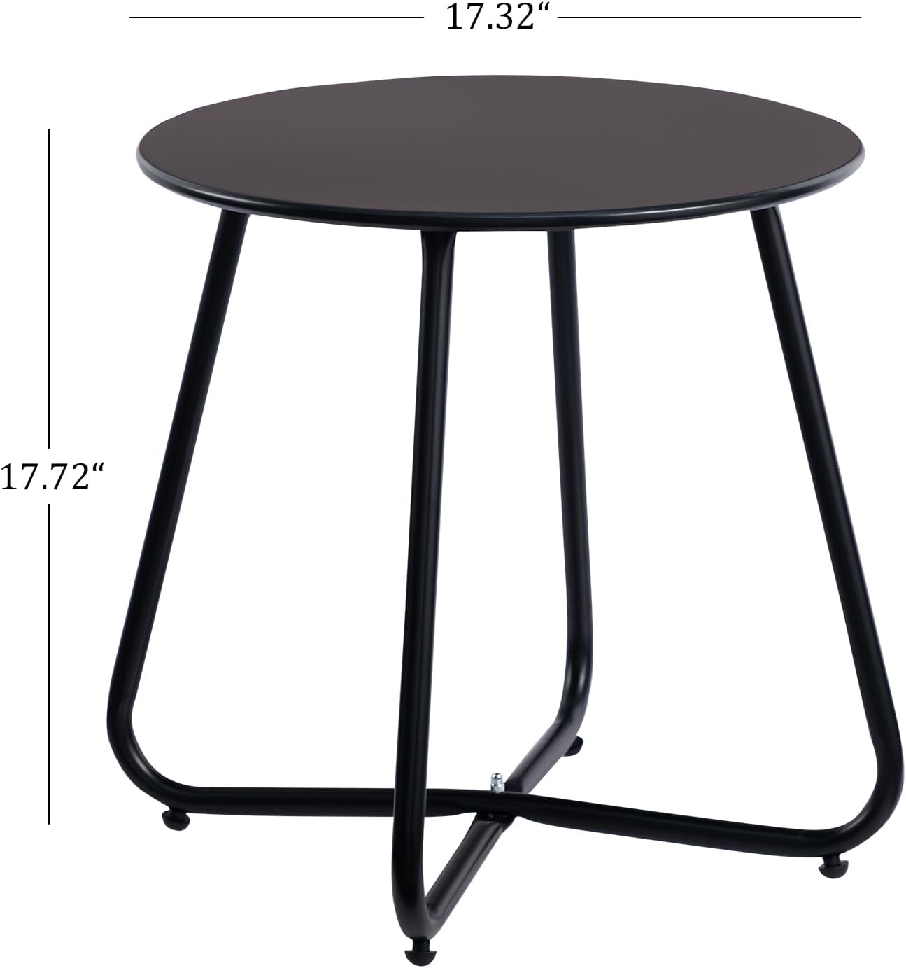 HollyHOME Round Metal Side Table, Rust-Resistant Patio Small Plant Stand, Outdoor 17.32'' Portable End Table for Balconies, Gardens, Living Rooms and Bedrooms, Black