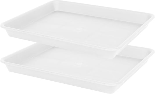 Rectangle Plant Tray, Plant Drip Tray, Plant Pot Saucers, Plant Germination Trays, Plant Saucers, 14.5'' x 11'' x 1.5'' (2 pack), Creamy White