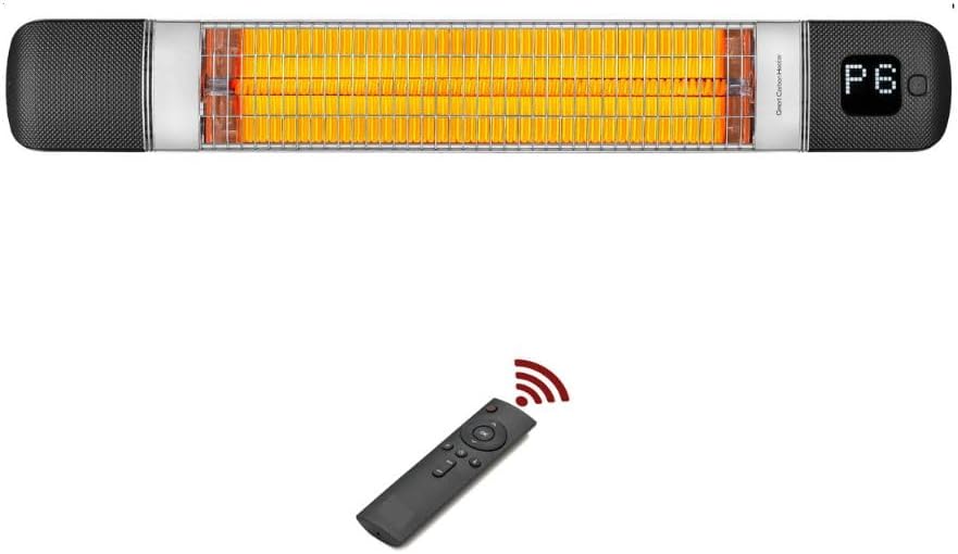 Luxeva Infrared Patio Heater, Carbon Wall Mounted Heater 300/1500W, 6 Heat Modes Outdoor Heater, IP55 Waterproof, Instant Heat in 3 Seconds, Remote Control (BLACK)