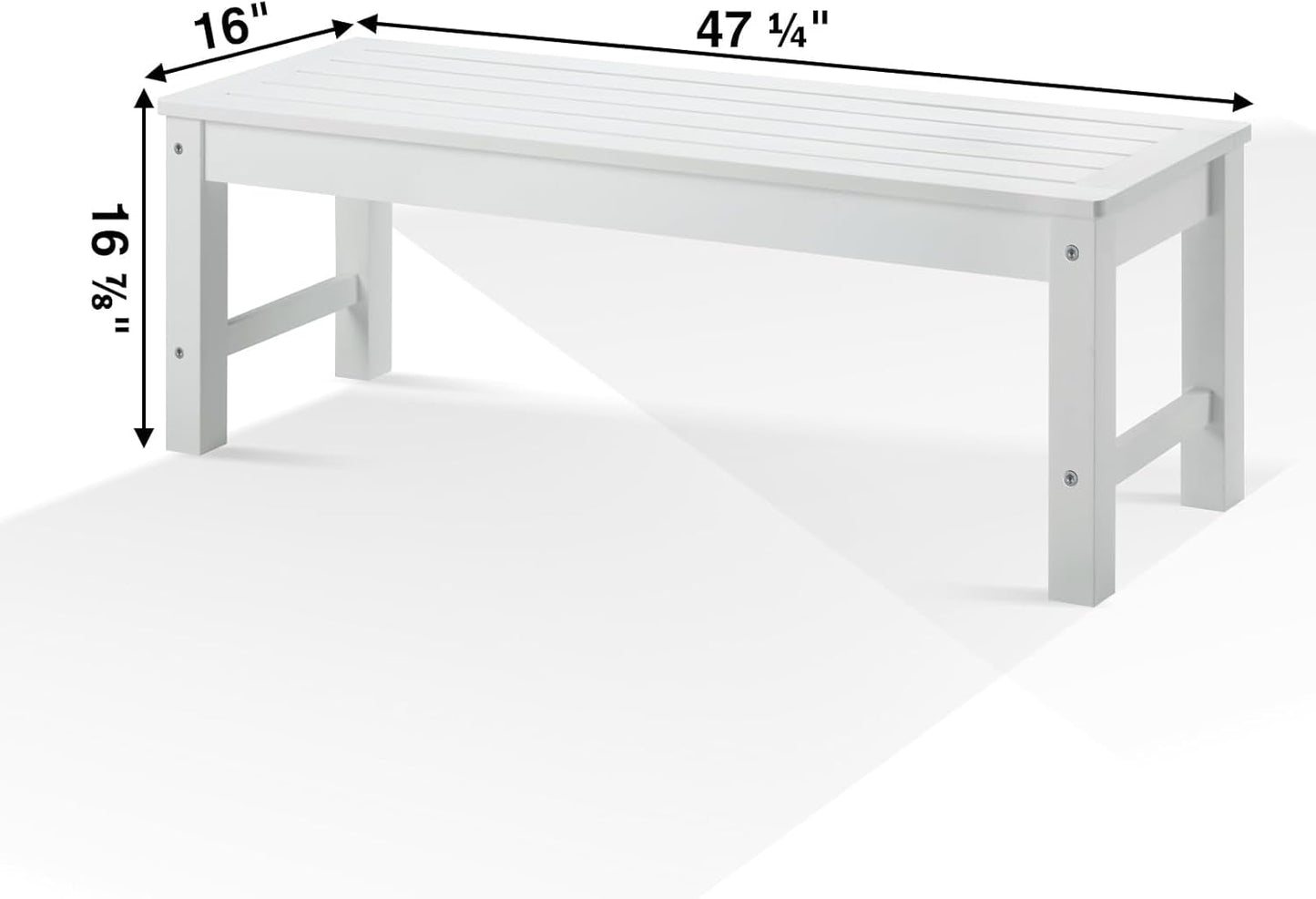 Psilvam Outdoor Bench, Two Person Poly Lumber Porch Bench, Weatherproof Garden Bench That Never Rot and Fade, Patio Bench Suit for Garden, Porch, and Park (2 pcs, White)