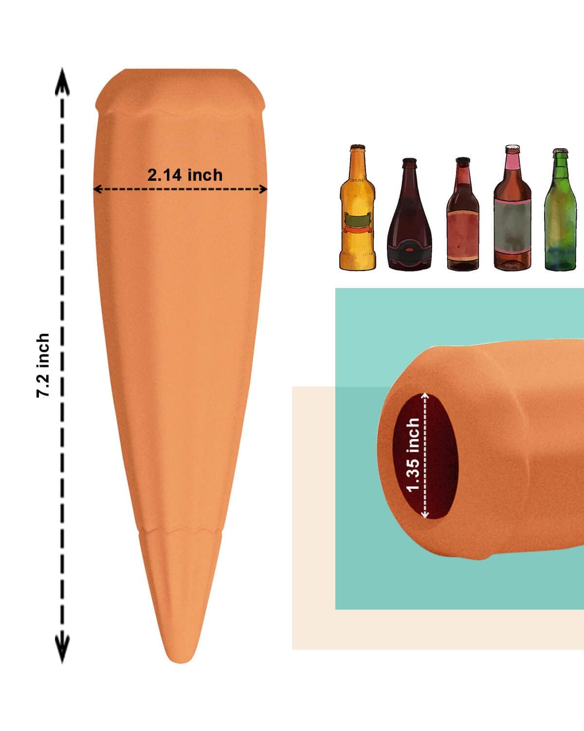 Terracotta Self Watering Spikes - 10 Pcs Potted Plant Watering Devices Vacation Self-Watering Stakes for Outdoor, Indoor Plants, Wine Bottle