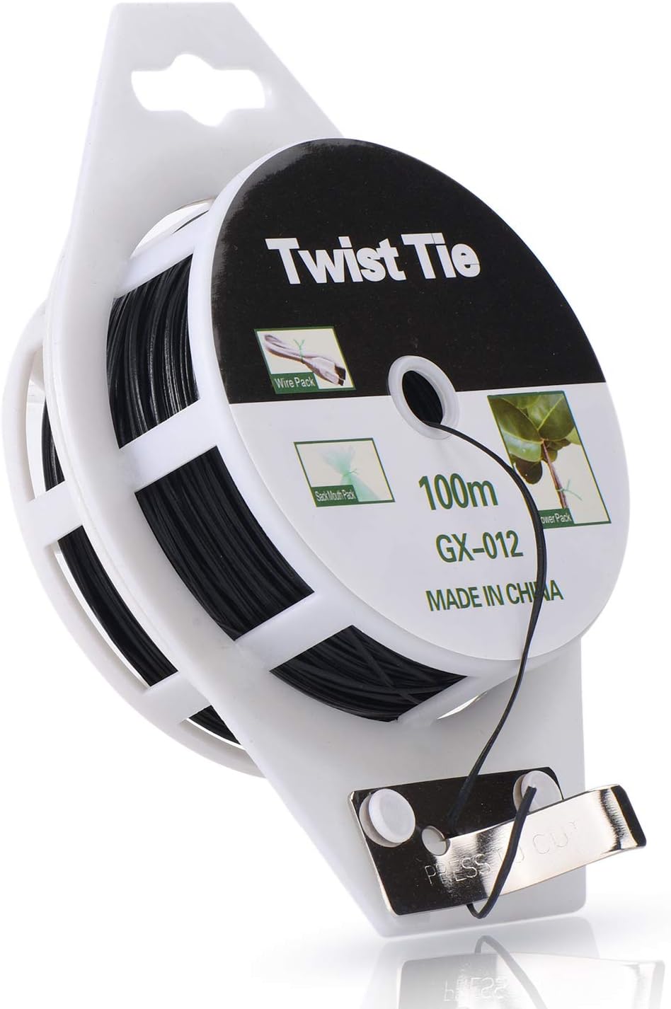 328ft (100m) Twist Ties, Plant Ties for Vines Garden Wire with Cutter for Gardening Home Office, Multi-Function Black Plastic Coated Wire