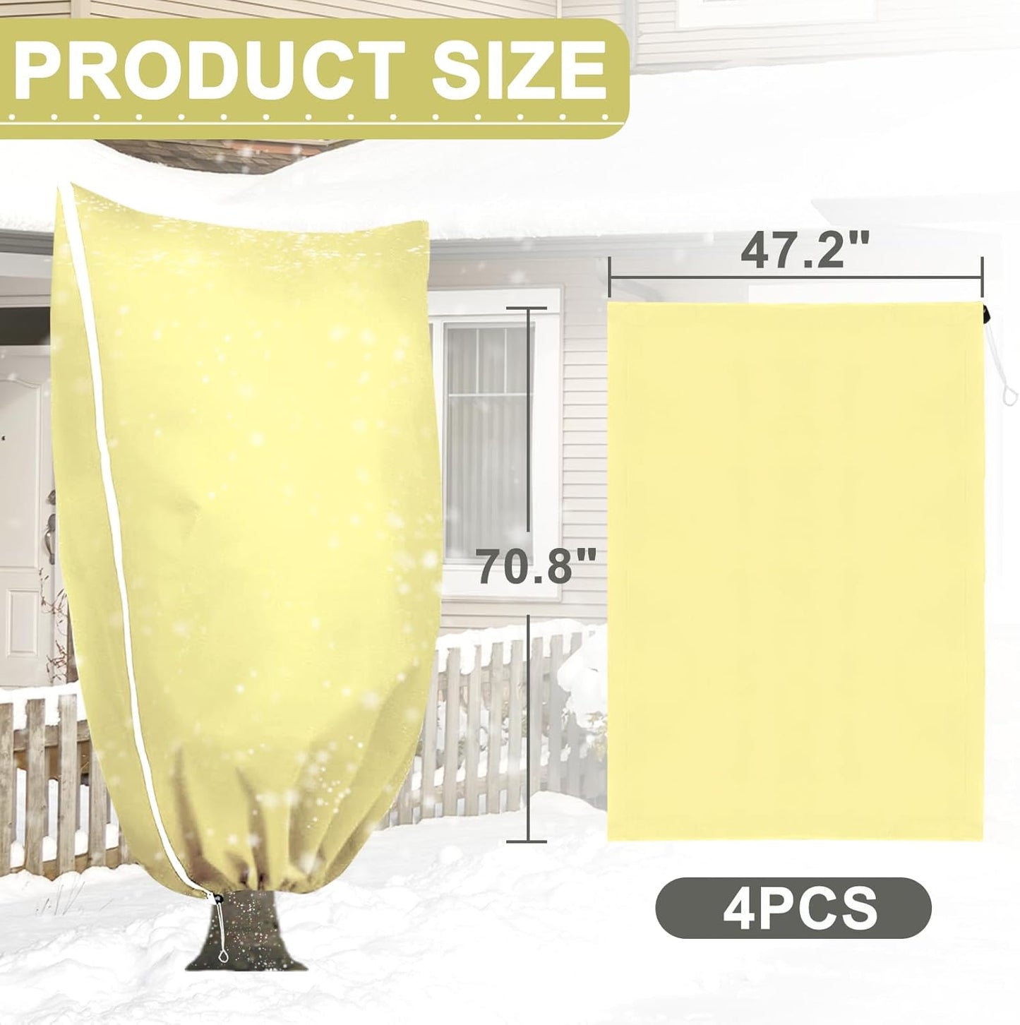 DQS 4 Pack Plant Covers Freeze Protection, 47.2" x70.8" Winter Frost Protection Blankets Frost Cloth,Suitable for Outdoor Winter Frost, Cold Weather, shrubs, Trees, Jackets, and coverings