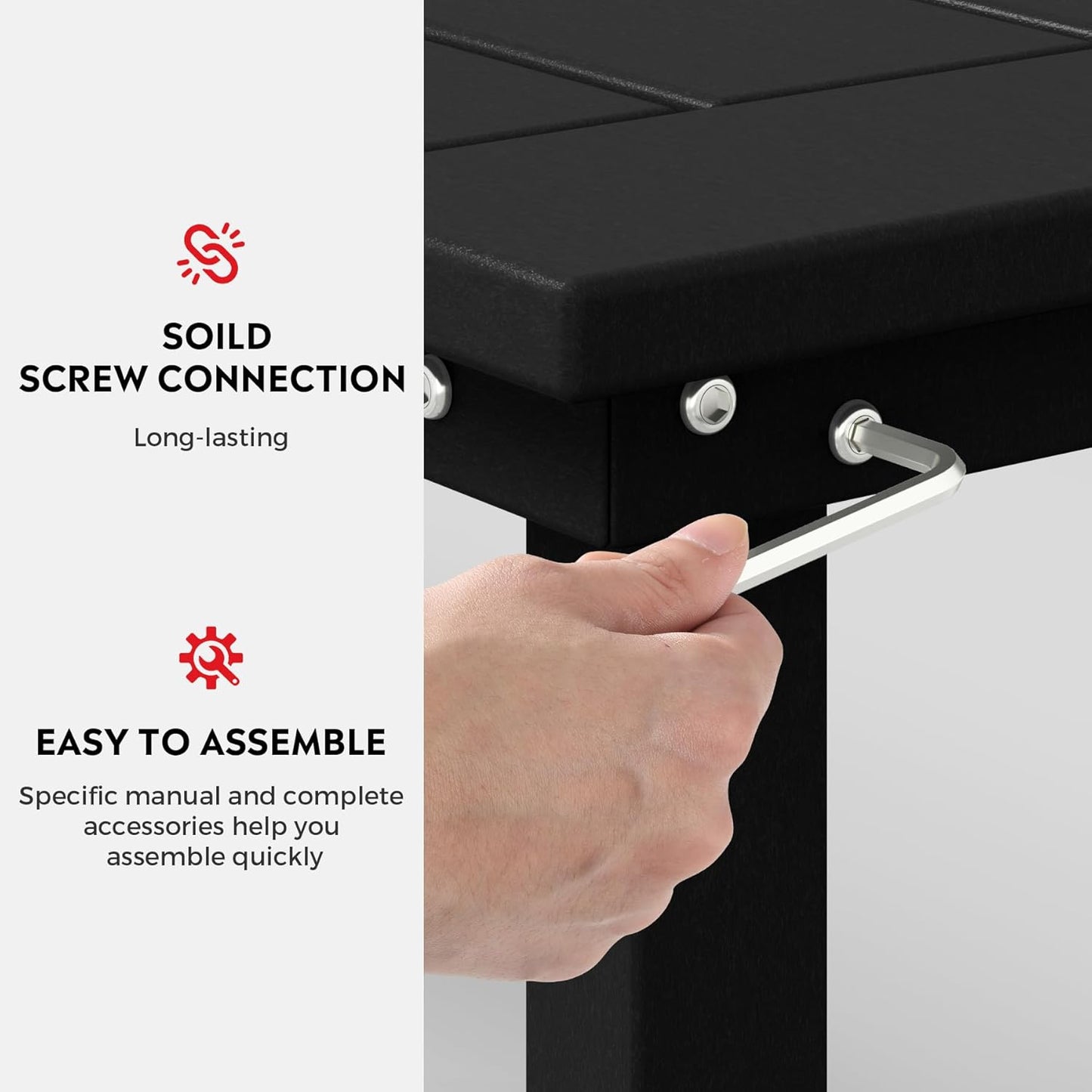 Outdoor Benches Weatherproof, Park Long Bench Poly Lumber Backless for Entryway Front Porch Garden Bench Seat for Patio, Black