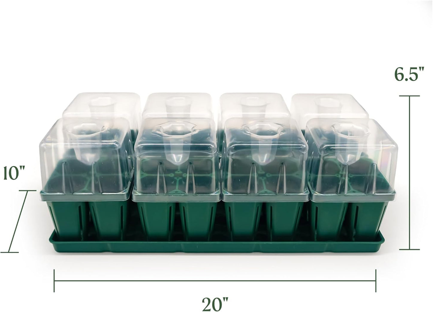 Vego garden Seedling Suite Products, 8 Pack Jumbo Seedling Trays with Seedling Tray Lids and 10" x 20" Bottom Watering Trays