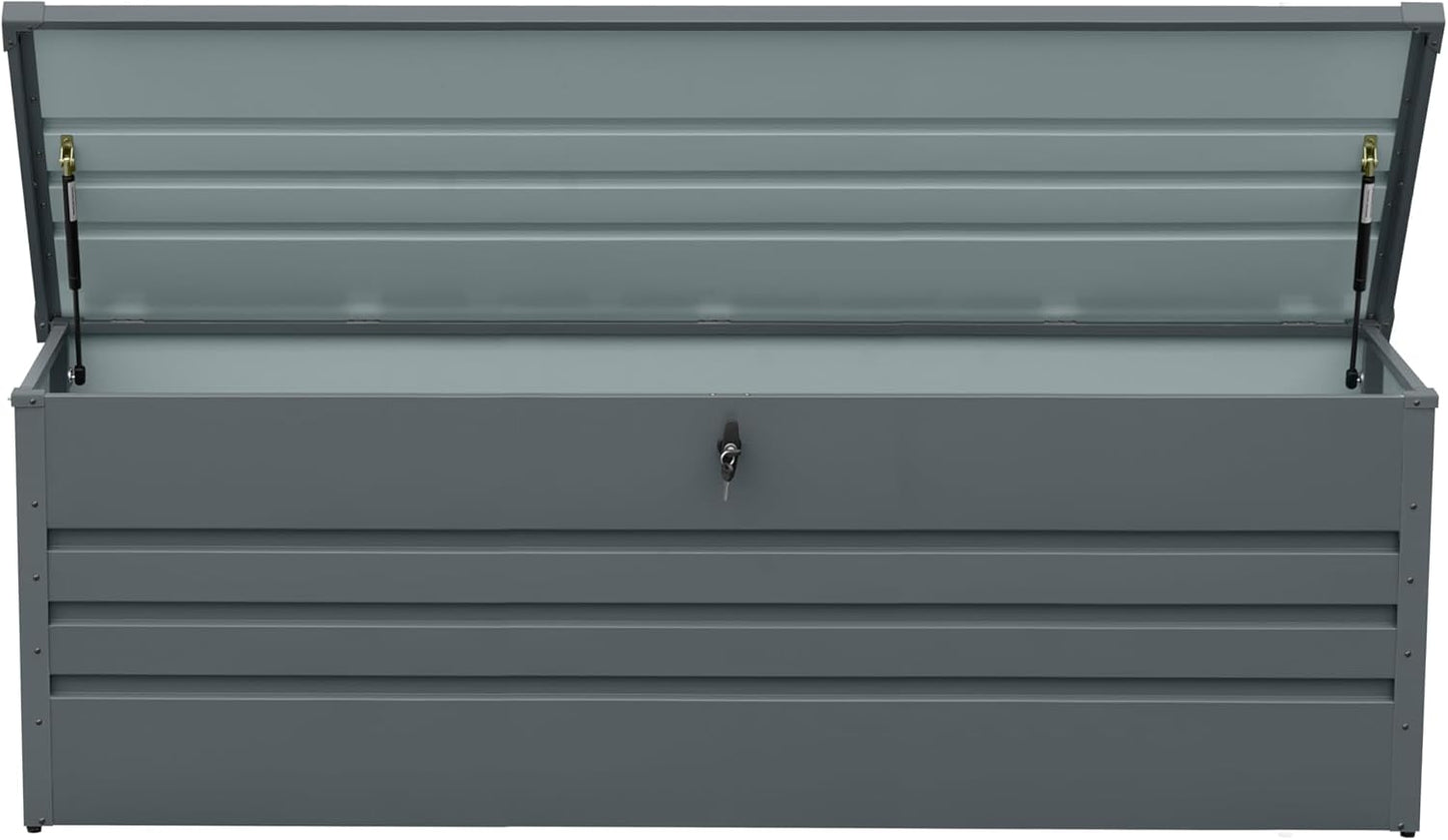 260 Gallon Waterproof Outdoor Storage Box, Extra Large Outside Metal Deck Storage Box for Patio Cushions, Garden Tools, Pool Supplies