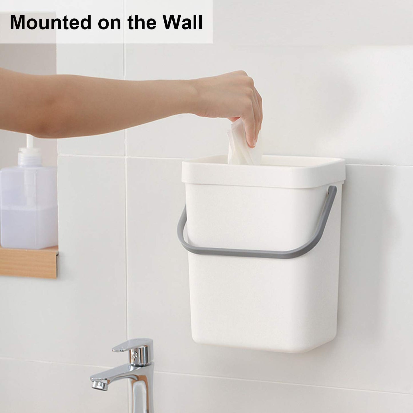 LALASTAR Mini Desktop Trash Can with Lid, Small Countertop Garbage Can, Plastic Tiny Tabletop Wastebasket for Office/Kitchen/Coffee Table, 3L/0.8 Gal, White